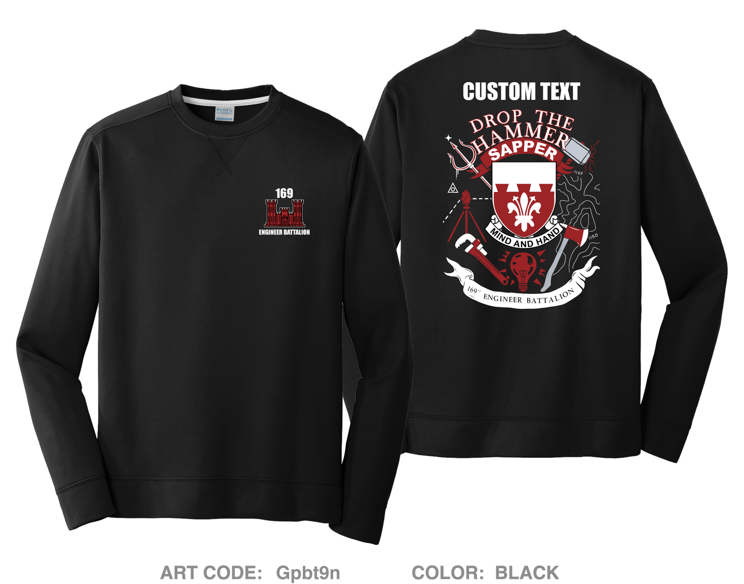 CUSTOM 169th EN BN SFRG Fundraising Collection HI-Tech Performance Crewneck Sweatshirt - Gpbt9n