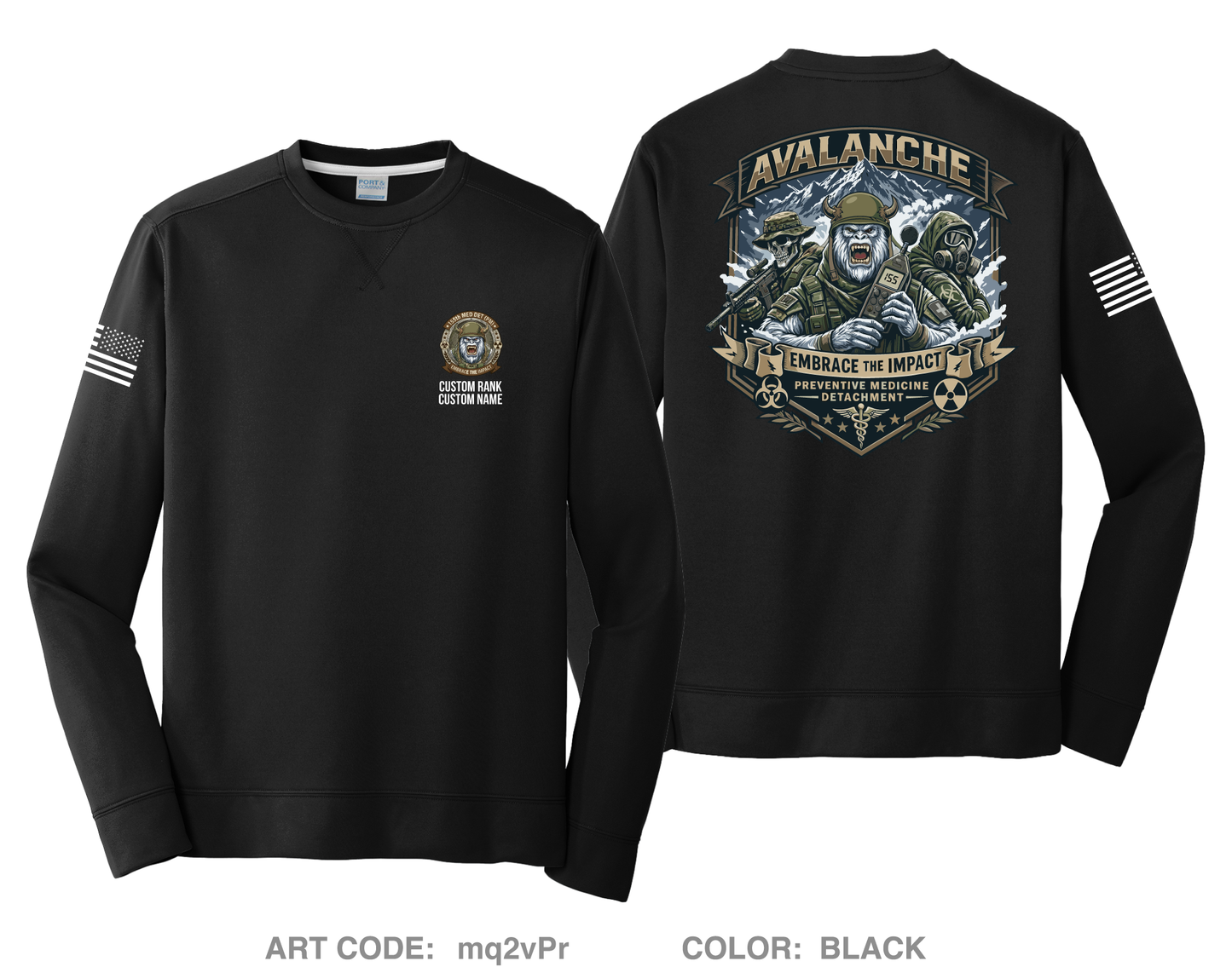 CUSTOM 155th Medical Detachment (PM) HI-Tech Performance Crewneck Sweatshirt - mq2vPr