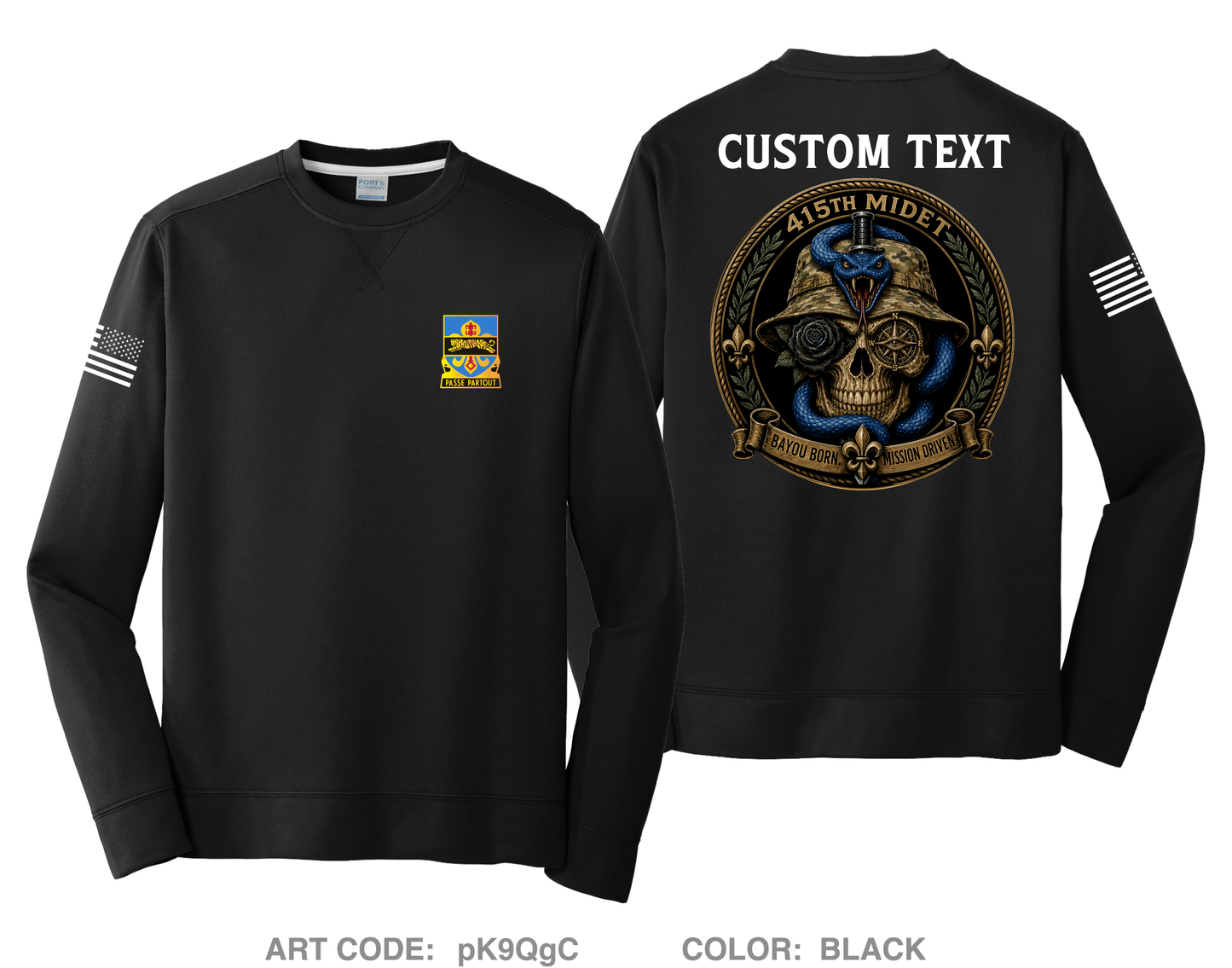 CUSTOM 415th BN MIDET HI-Tech Performance Crewneck Sweatshirt - pK9QgC