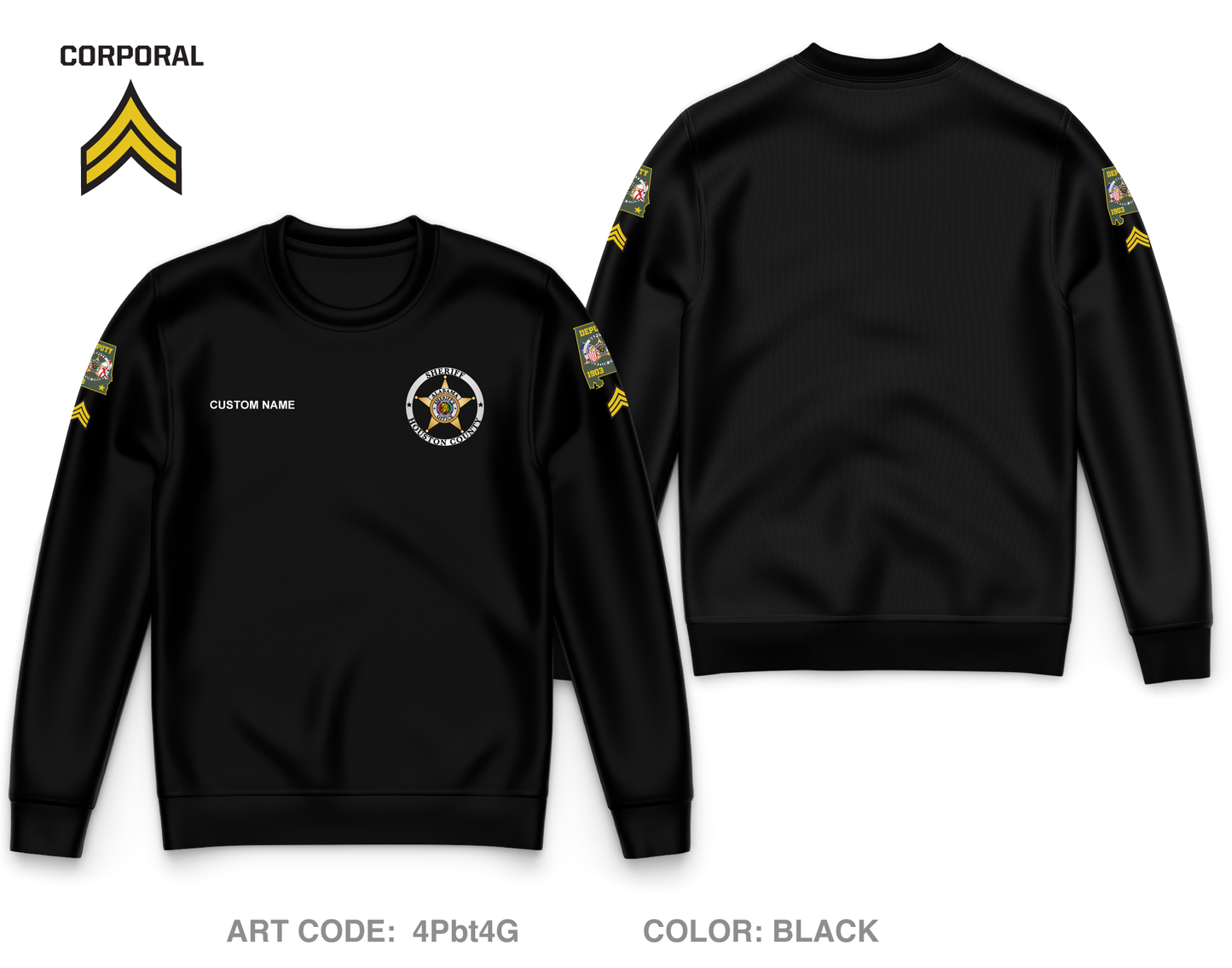 CUSTOM Houston County Sheriffs Department Core Men's Crewneck Performance Sweatshirt - 4Pbt4G_CORP