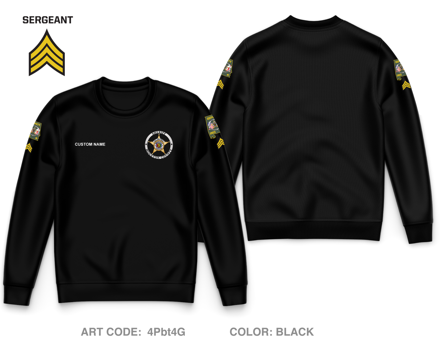 CUSTOM Houston County Sheriffs Department Core Men's Crewneck Performance Sweatshirt - 4Pbt4G_SERG