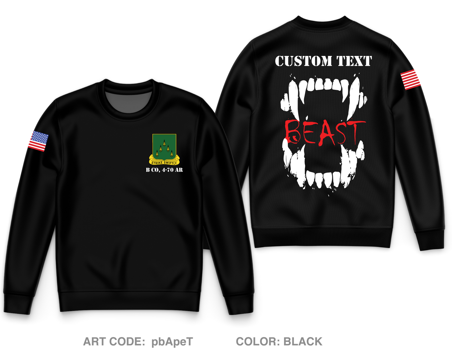 CUSTOM B Co, 4-70 AR Core Men's Crewneck Performance Sweatshirt - pbApeT