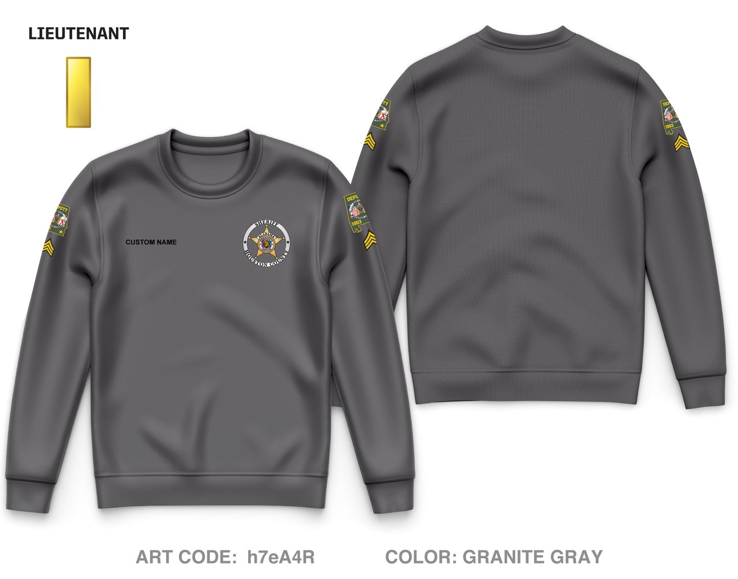 CUSTOM Houston County Sheriffs Department Core Men's Crewneck Performance Sweatshirt - h7eA4R_LIEUT