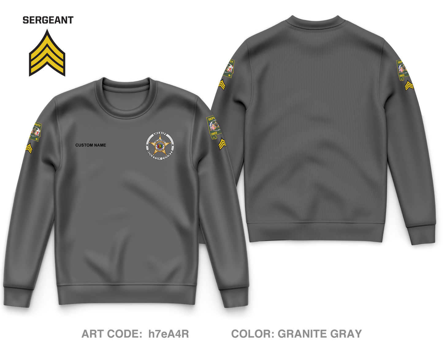 CUSTOM Houston County Sheriffs Department Core Men's Crewneck Performance Sweatshirt - h7eA4R_SERG