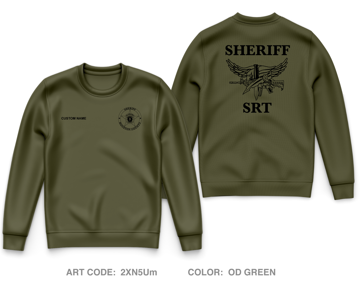 CUSTOM Houston County Sheriffs Department Core Men's Crewneck Performance Sweatshirt - 2XN5Um