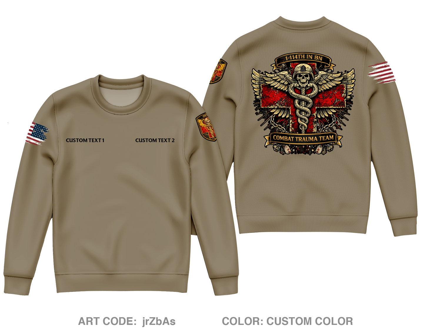 CUSTOM Combat Trauma Team Core Men's Crewneck Performance Sweatshirt - jrZbAs