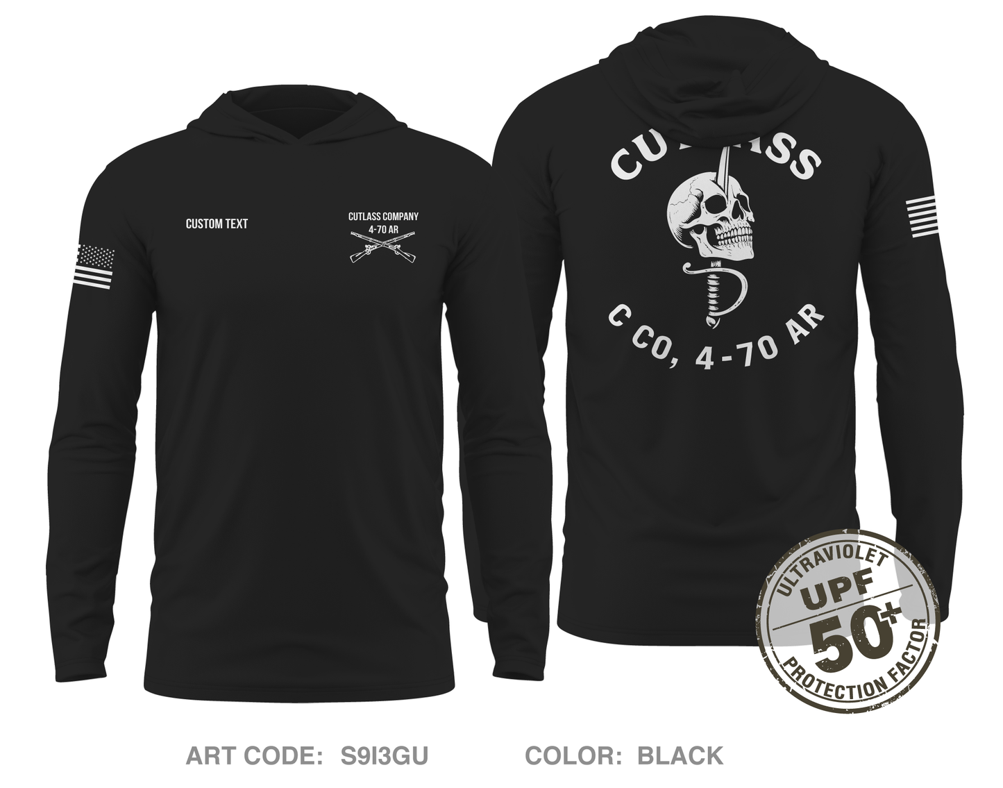 CUSTOM Cutlass Company, 4-70 AR Core Men's UPF 50+ Hooded Performance LS Tee - S9I3GU