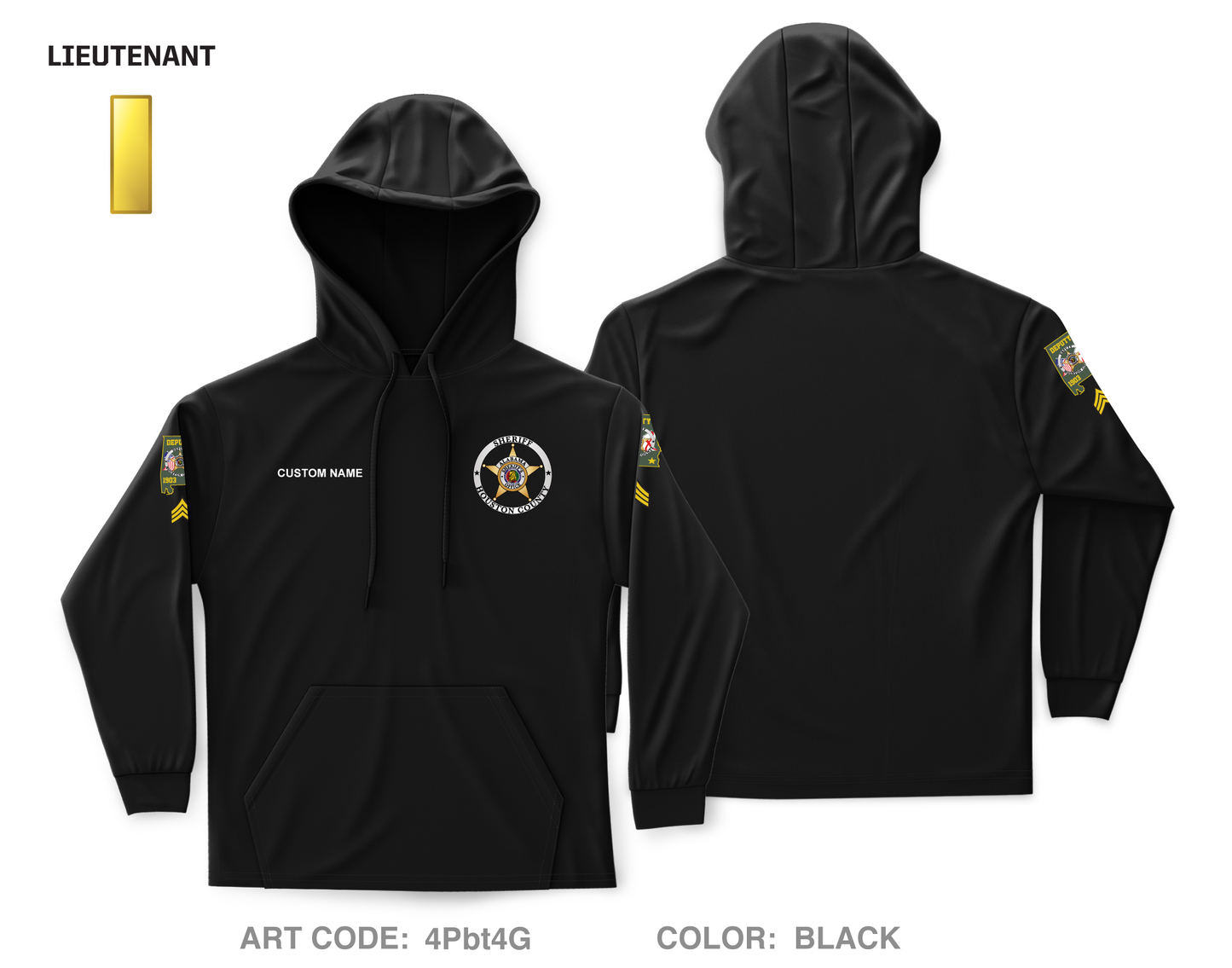 CUSTOM Houston County Sheriffs Department Core Men's Hooded Performance Sweatshirt - 4Pbt4G_LIEUT