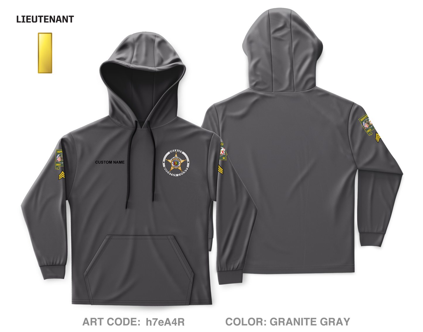 CUSTOM Houston County Sheriffs Department Core Men's Hooded Performance Sweatshirt - h7eA4R_LIEUT