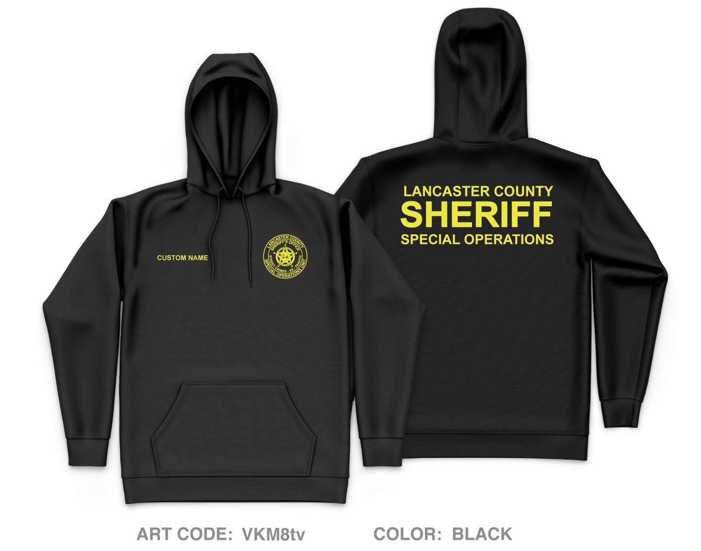 CUSTOM Lancaster County Sheriff’s Office Special Operations Unit Core Men's Hooded Performance Sweatshirt - VKM8tv