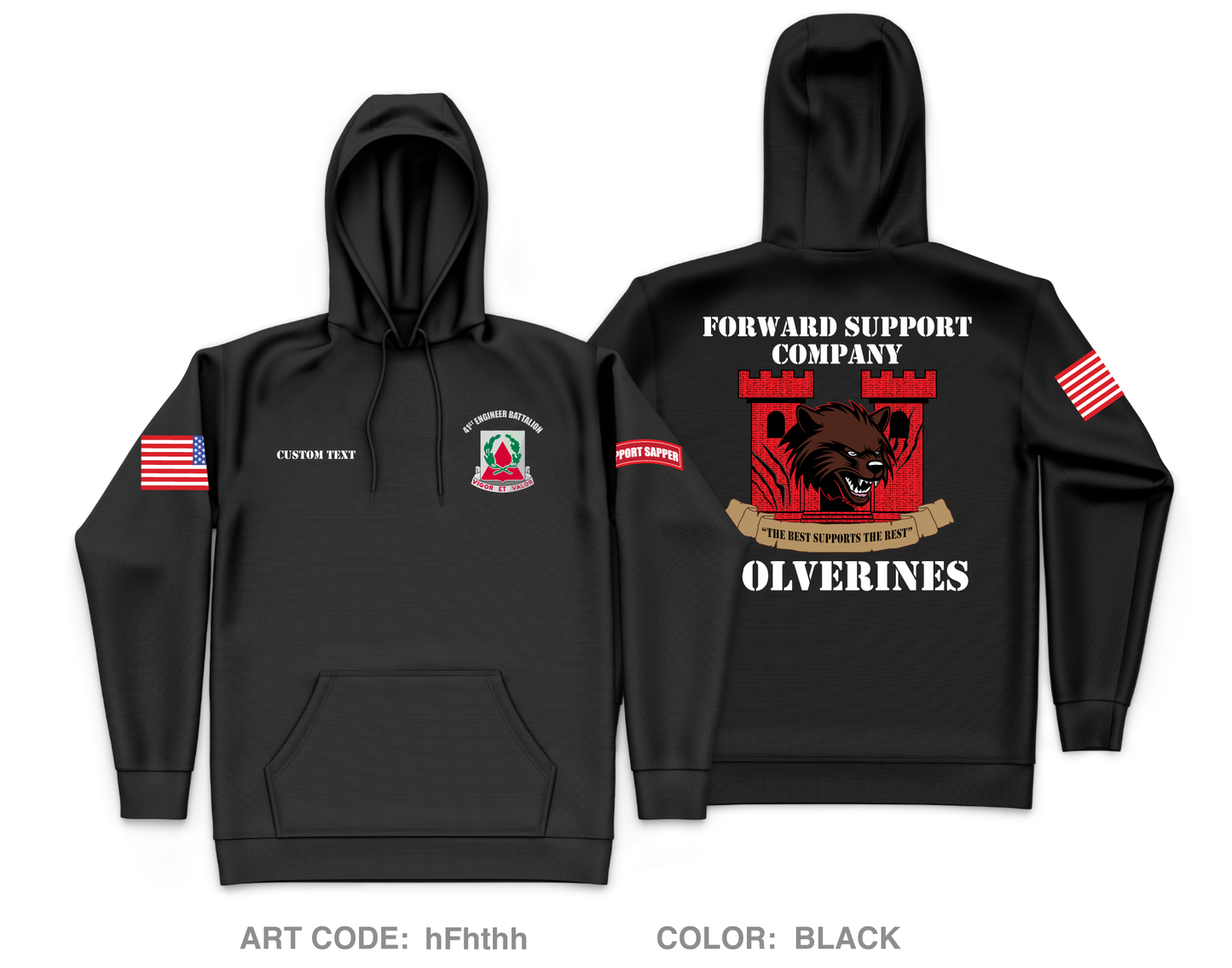 CUSTOM FSC, 41st engineers Core Men's Hooded Performance Sweatshirt - hFhthh