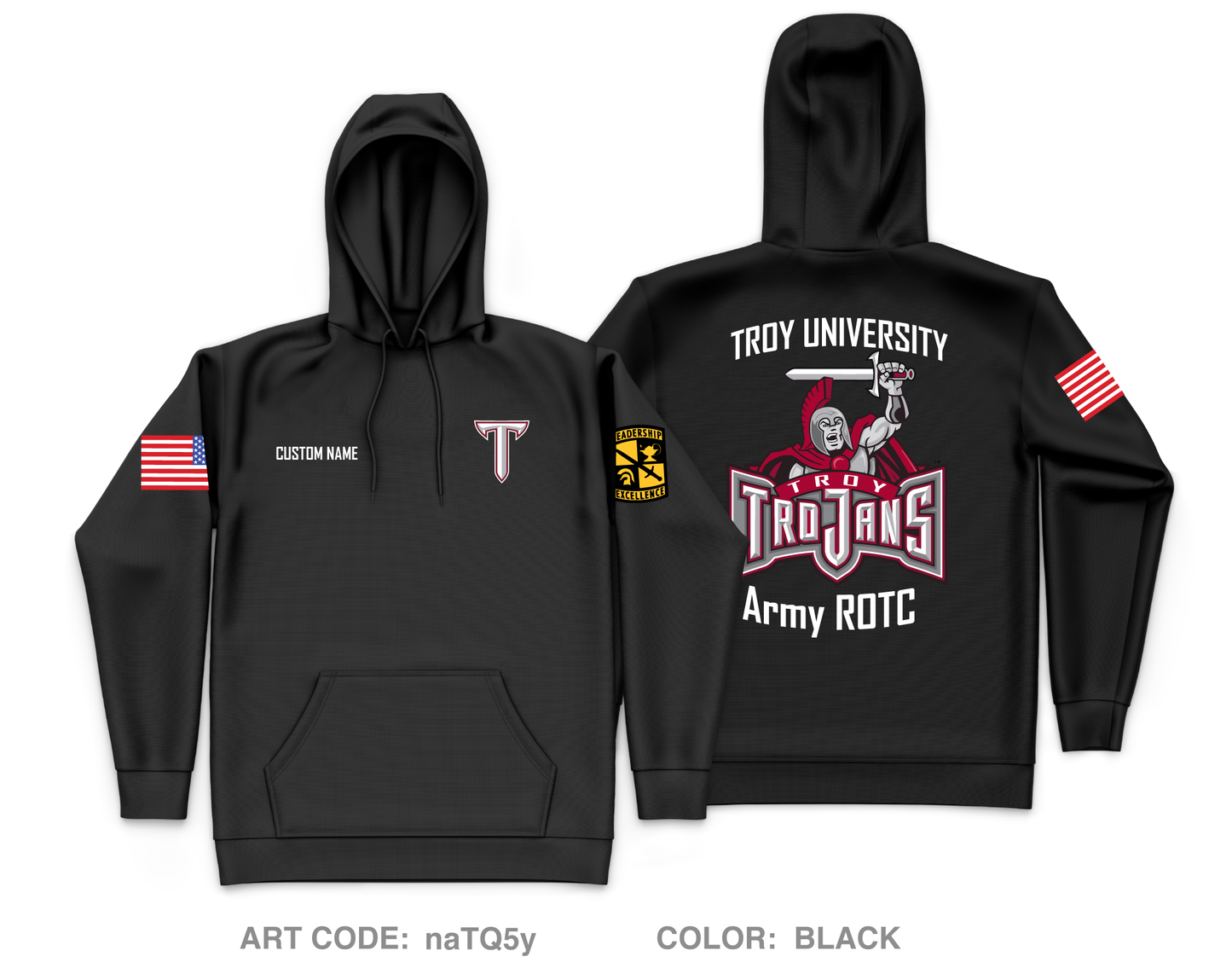 CUSTOM Troy ROTC Core Men's Hooded Performance Sweatshirt - naTQ5y