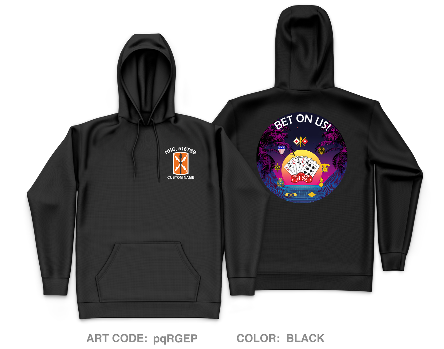 CUSTOM HHC, 516th Theater Signal Brigade Core Men's Hooded Performance Sweatshirt - pqRGEP