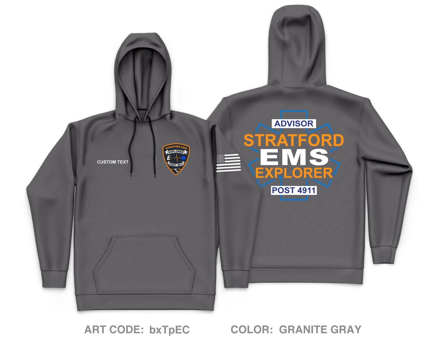 CUSTOM Stratford EMS Explorer Post 4911 Core Men's Hooded Performance Sweatshirt - bxTpEC