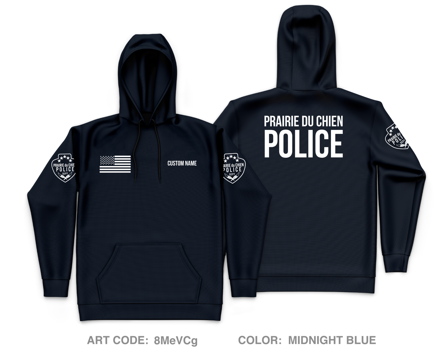 CUSTOM Prairie du Chien Police Department Core Men's Hooded Performance Sweatshirt - 8MeVCg