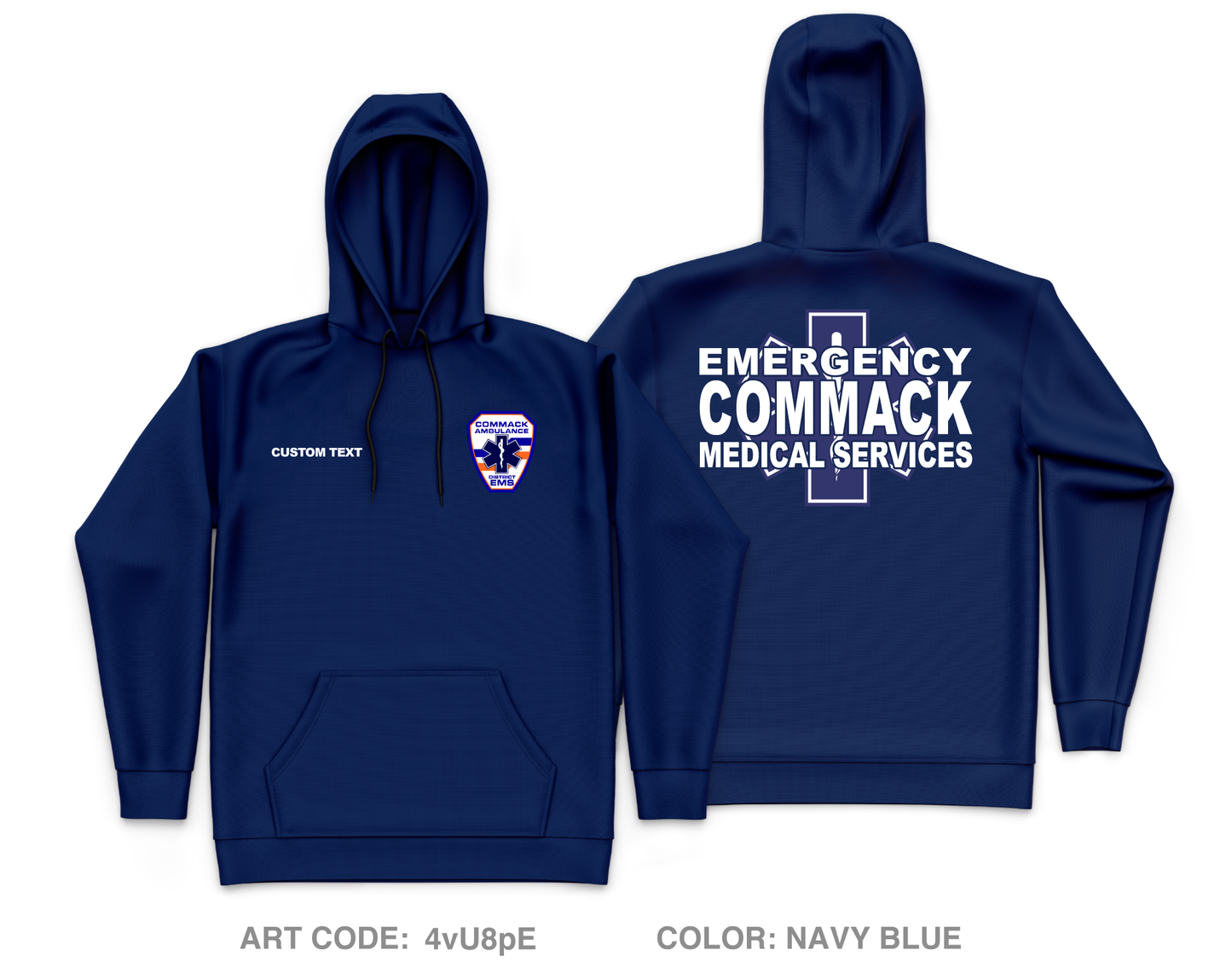 CUSTOM Commack Ambulance Core Men's Hooded Performance Sweatshirt - 4vU8pE