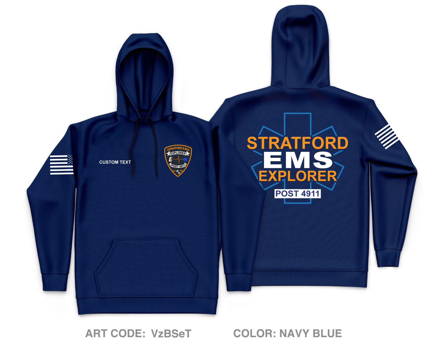 CUSTOM Stratford EMS Explorer Post 4911 Core Men's Hooded Performance Sweatshirt - VzBSeT