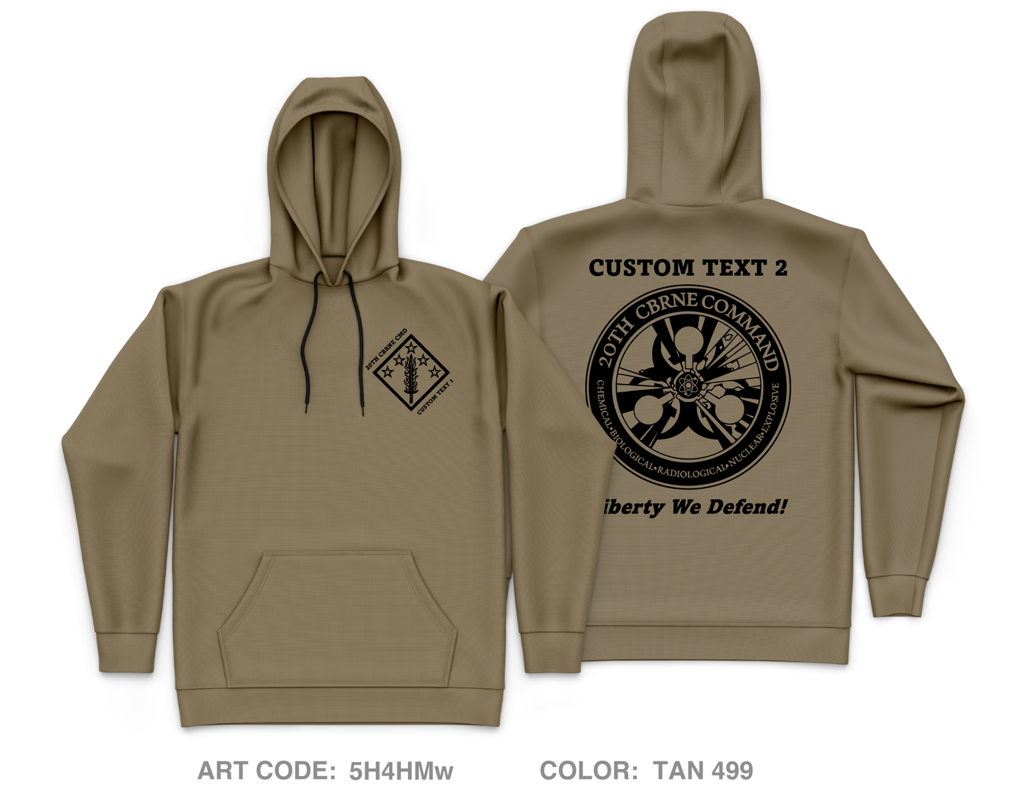 CUSTOM 20th CBRNE Command - Command Group Core Men's Hooded Performance Sweatshirt - 5H4HMw