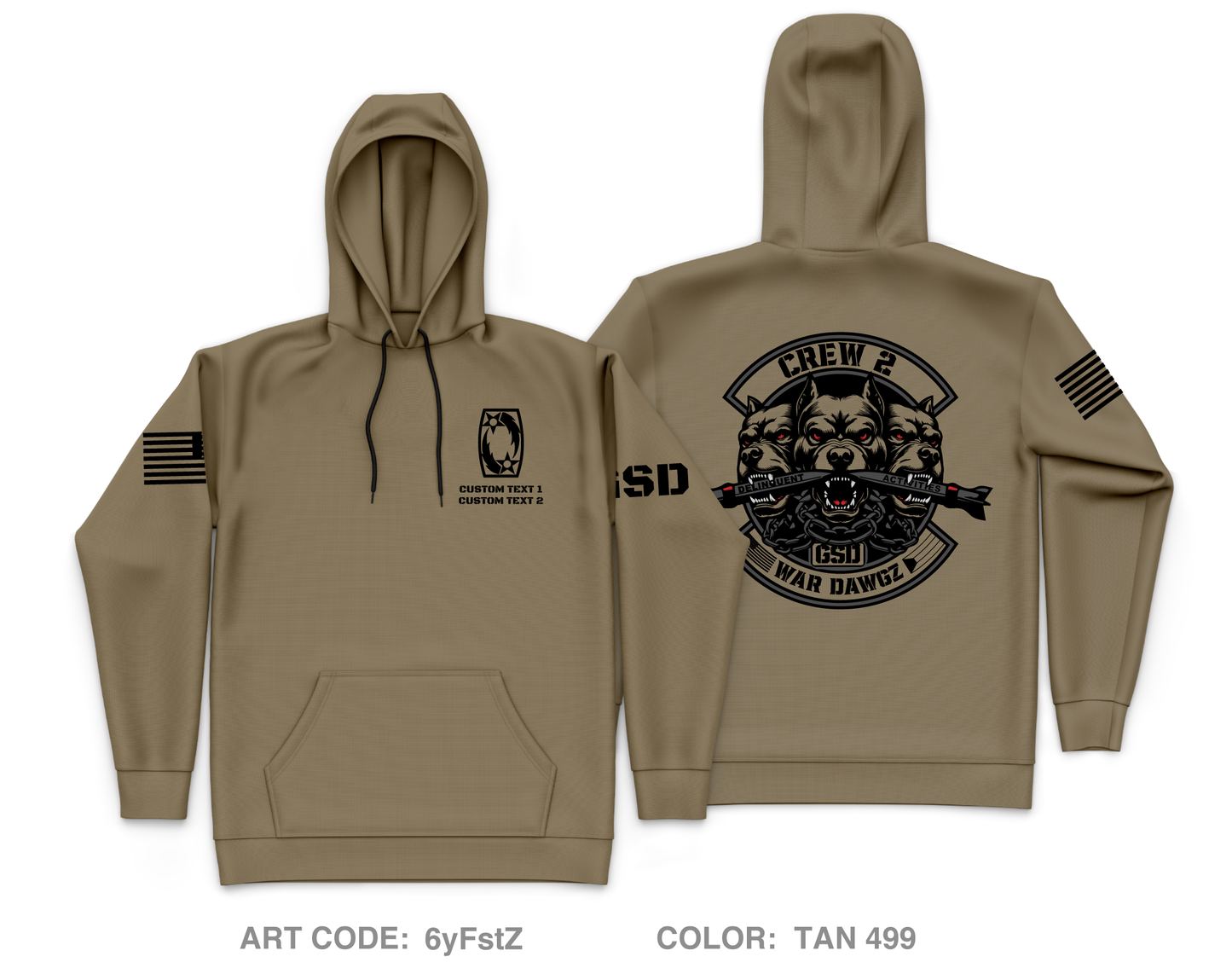 CUSTOM B 1-44 Crew 2 War Dawgz Core Men's Hooded Performance Sweatshirt - 6yFstZ