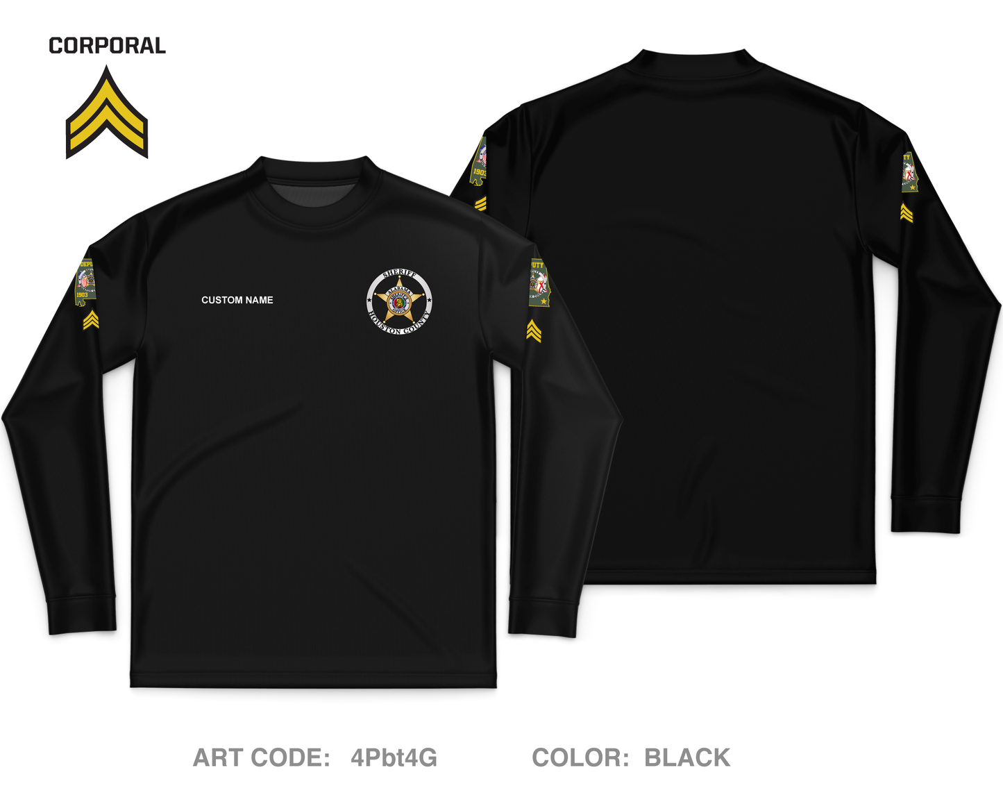 CUSTOM Houston County Sheriffs Department Core Men's LS Performance Tee - 4Pbt4G_CORP