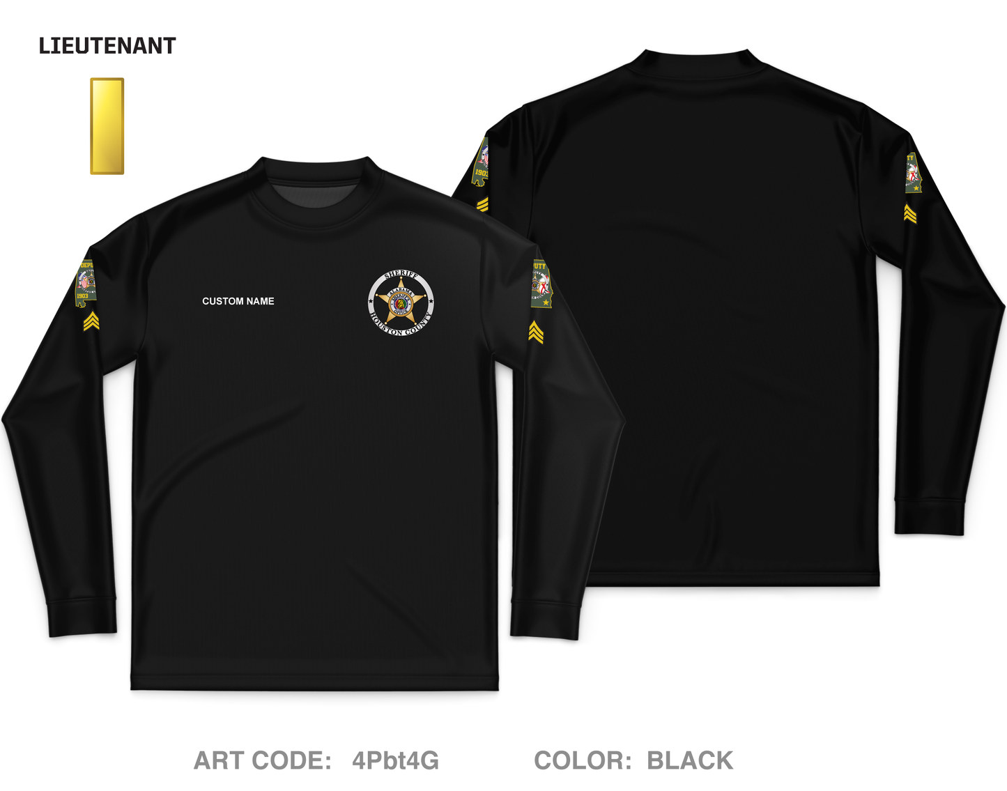 CUSTOM Houston County Sheriffs Department Core Men's LS Performance Tee - 4Pbt4G_LIEUT