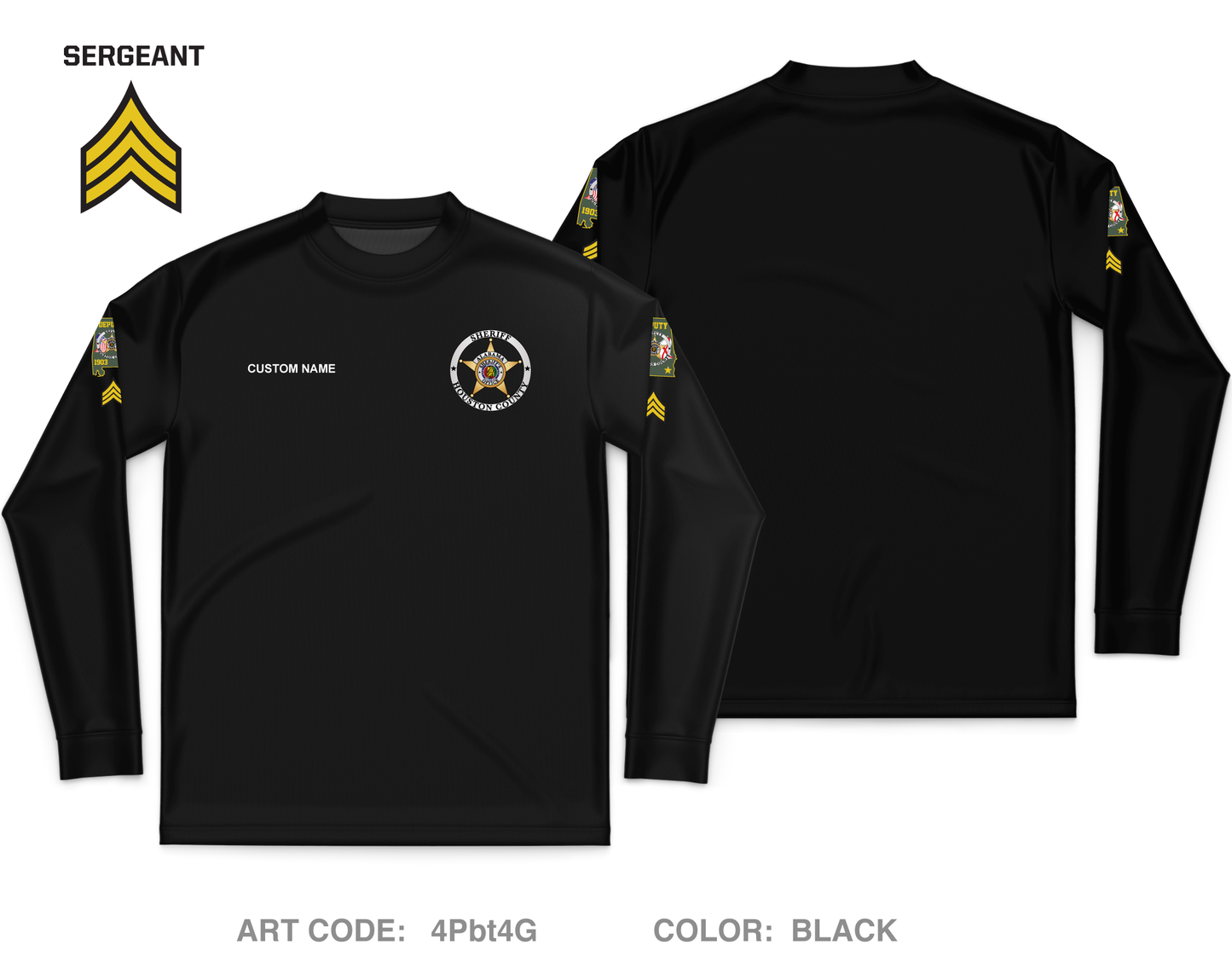 CUSTOM Houston County Sheriffs Department Core Men's LS Performance Tee - 4Pbt4G_SERG