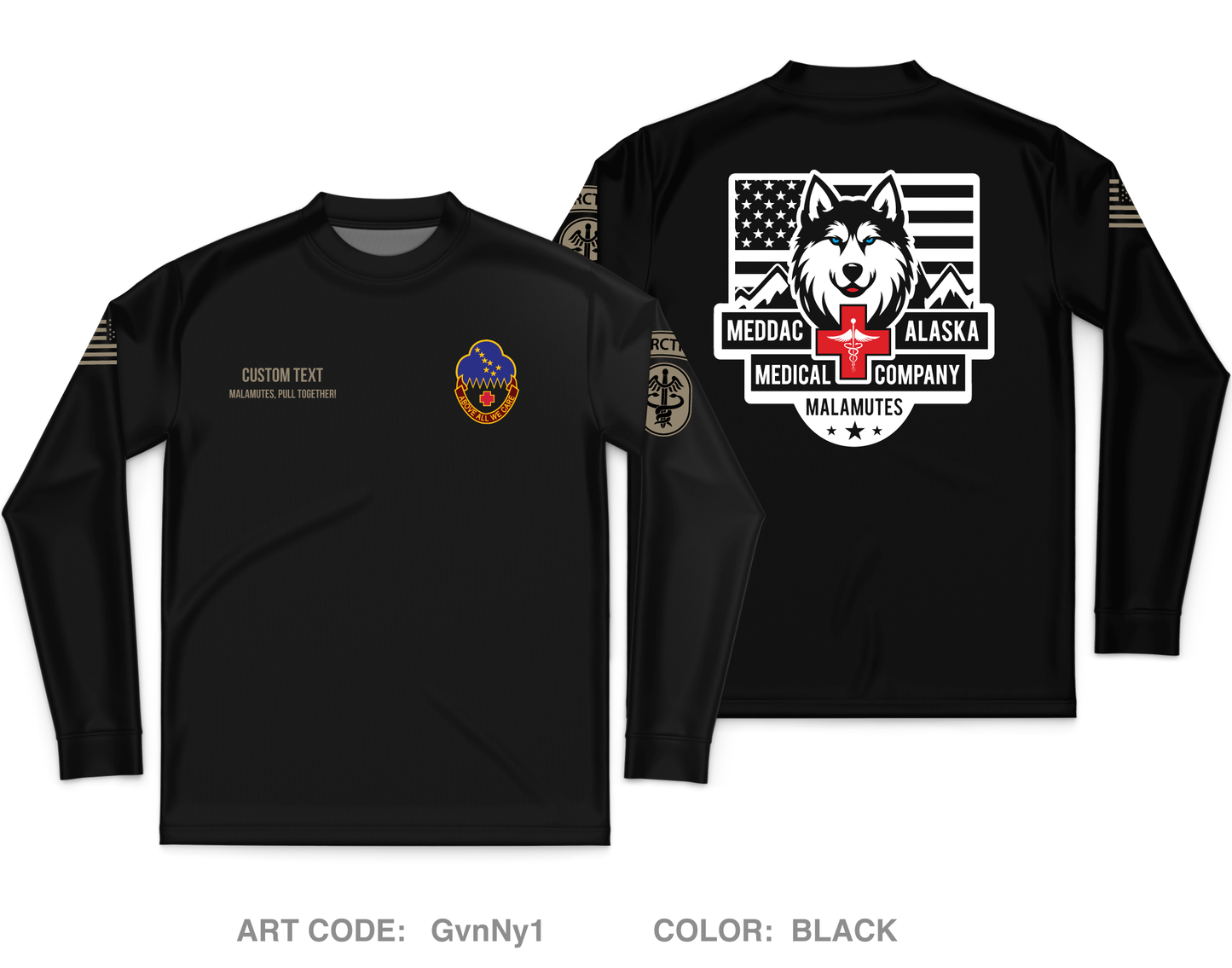 CUSTOM MEDDAC-ALASKA Core Men's LS Performance Tee - GvnNy1