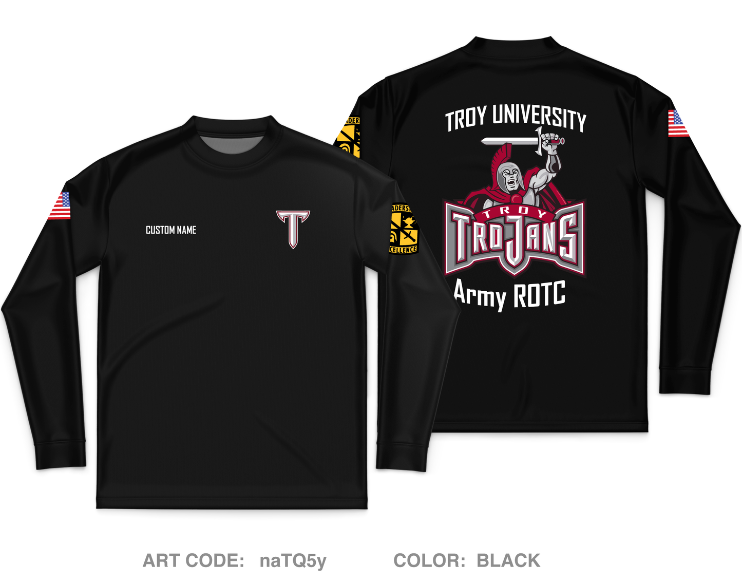 CUSTOM Troy ROTC Core Men's LS Performance Tee - naTQ5y