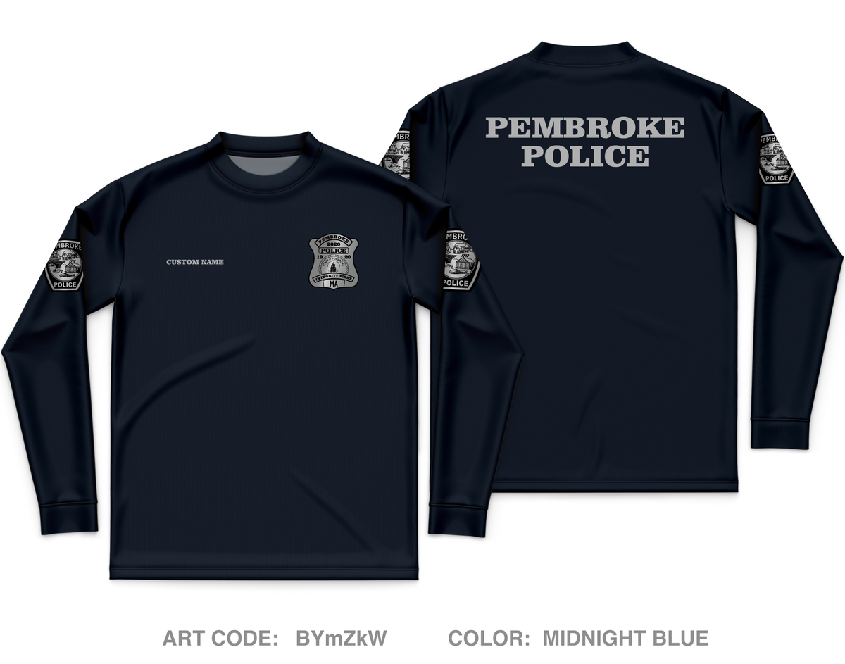 CUSTOM Pembroke Police Department Core Men's LS Performance Tee - BYmZkW