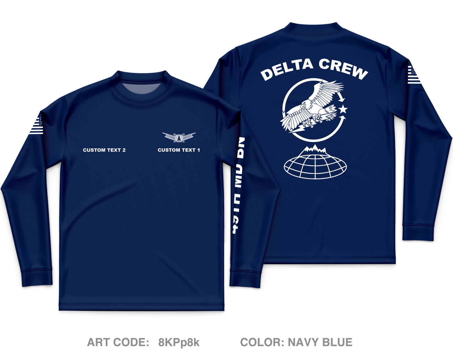 CUSTOM Delta Crew Core Men's LS Performance Tee - 8KPp8k