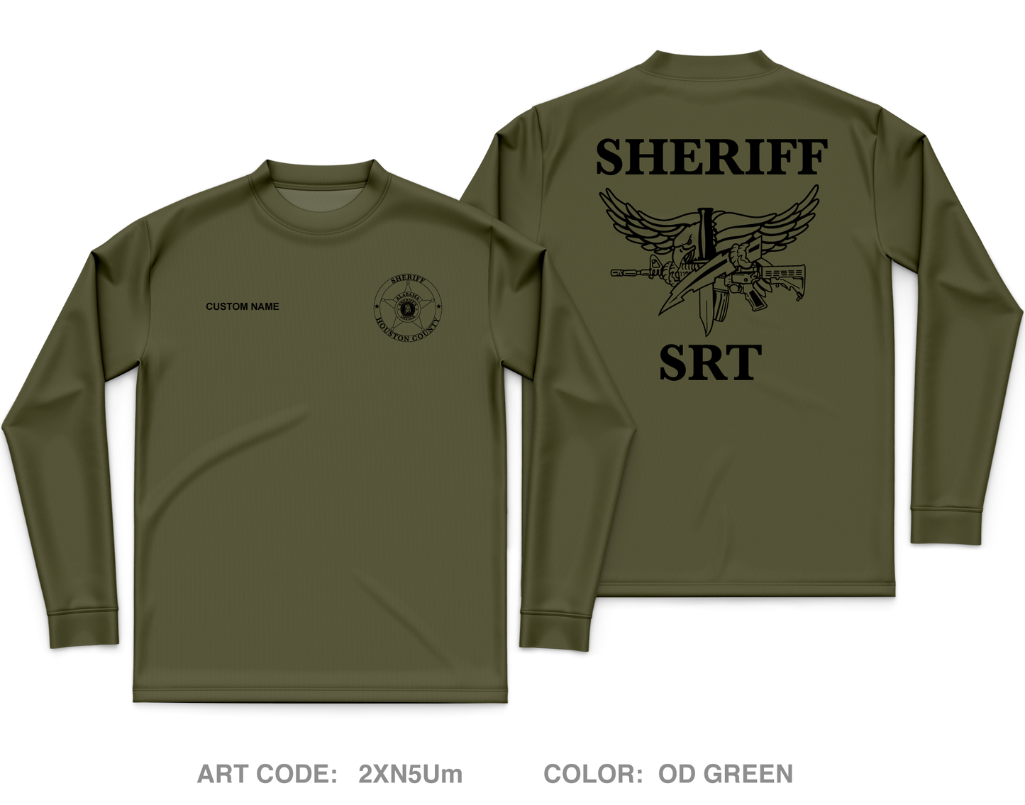CUSTOM Houston County Sheriffs Department Core Men's LS Performance Tee - 2XN5Um
