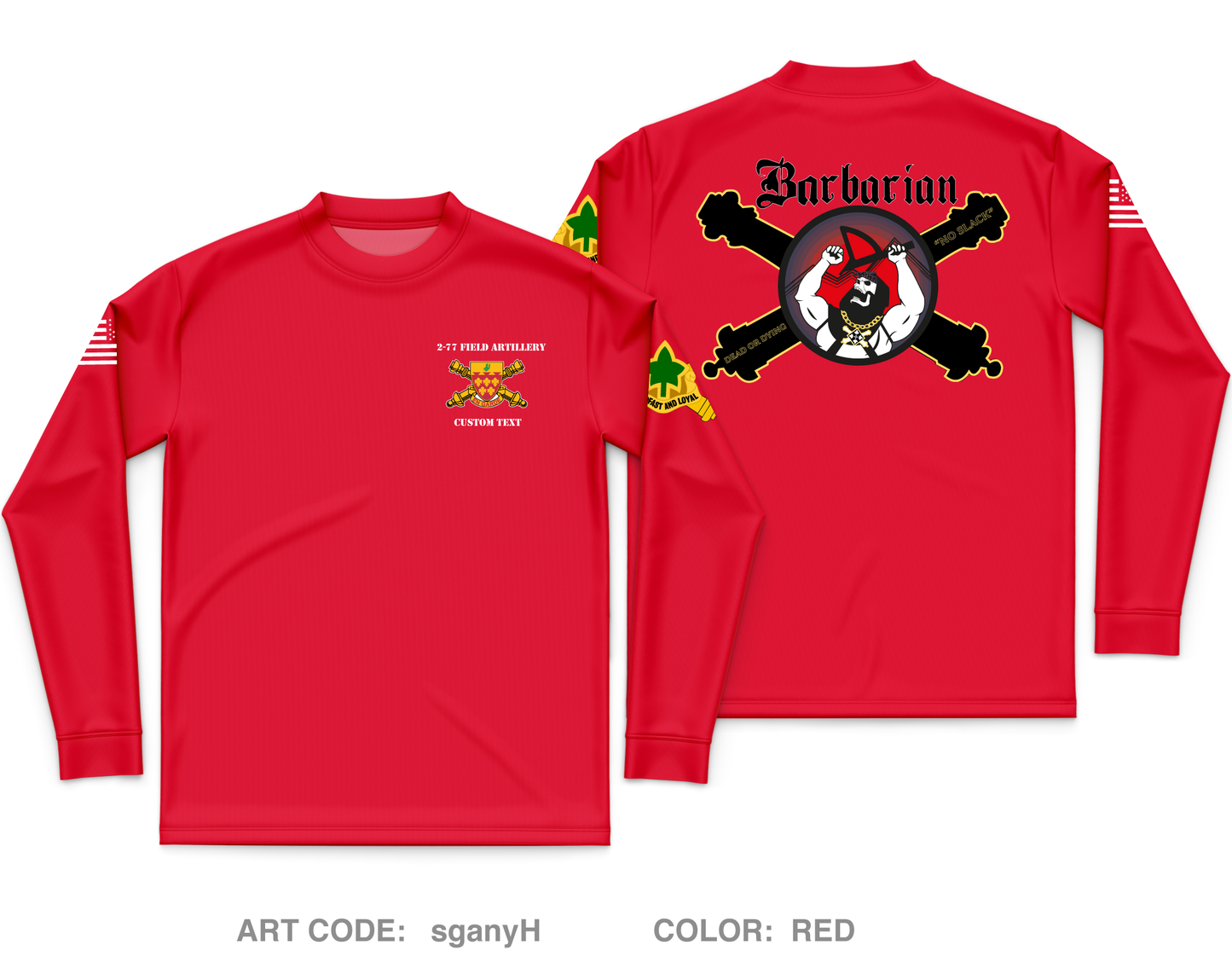 CUSTOM Barbarian/ 2-77 FA Core Men's LS Performance Tee - sganyH