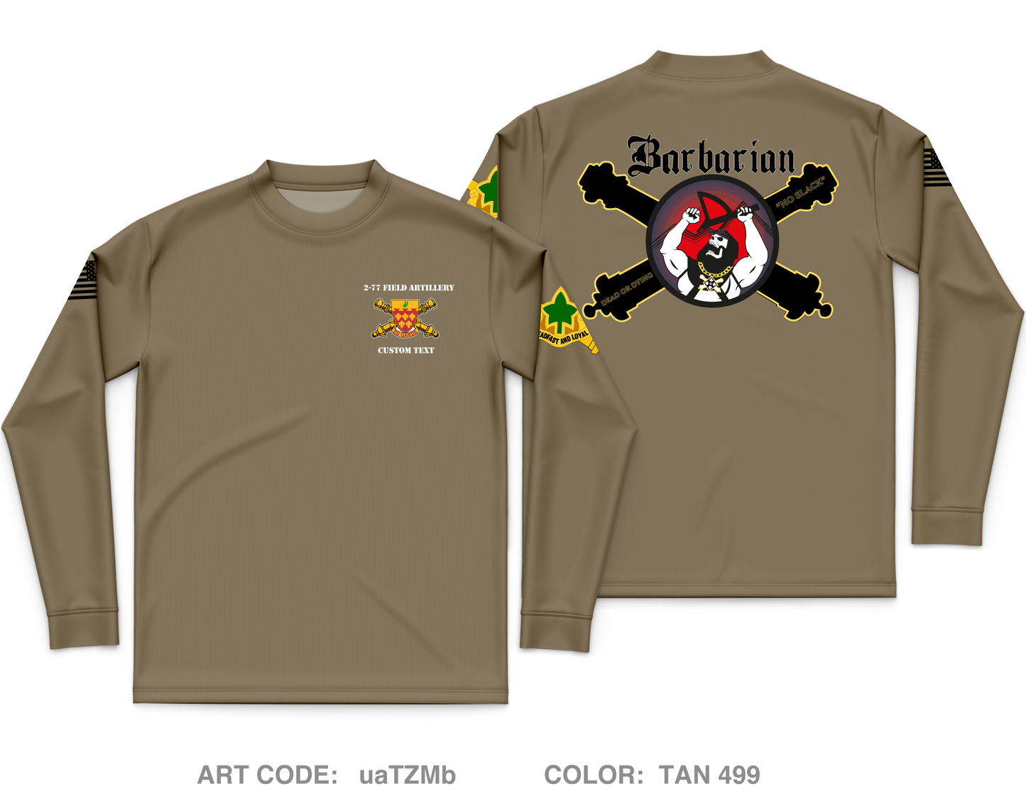 CUSTOM Barbarian/ 2-77 FA Core Men's LS Performance Tee - uaTZMb