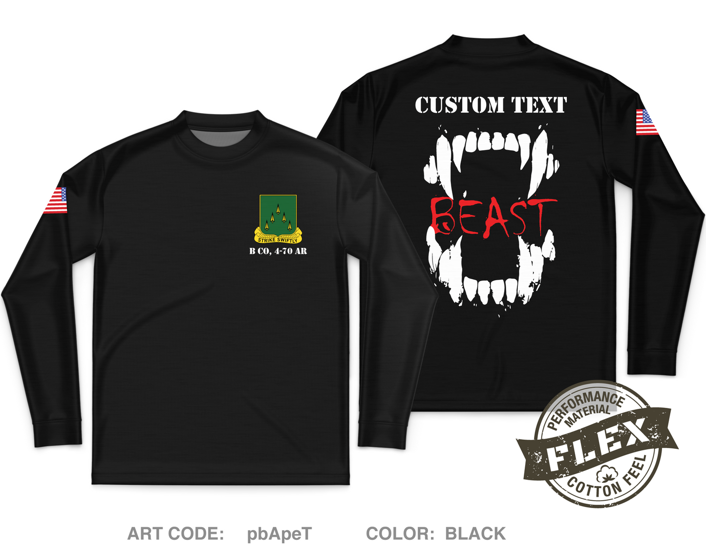 CUSTOM B Co, 4-70 AR Core Men's LS Flex Performance Tee - pbApeT