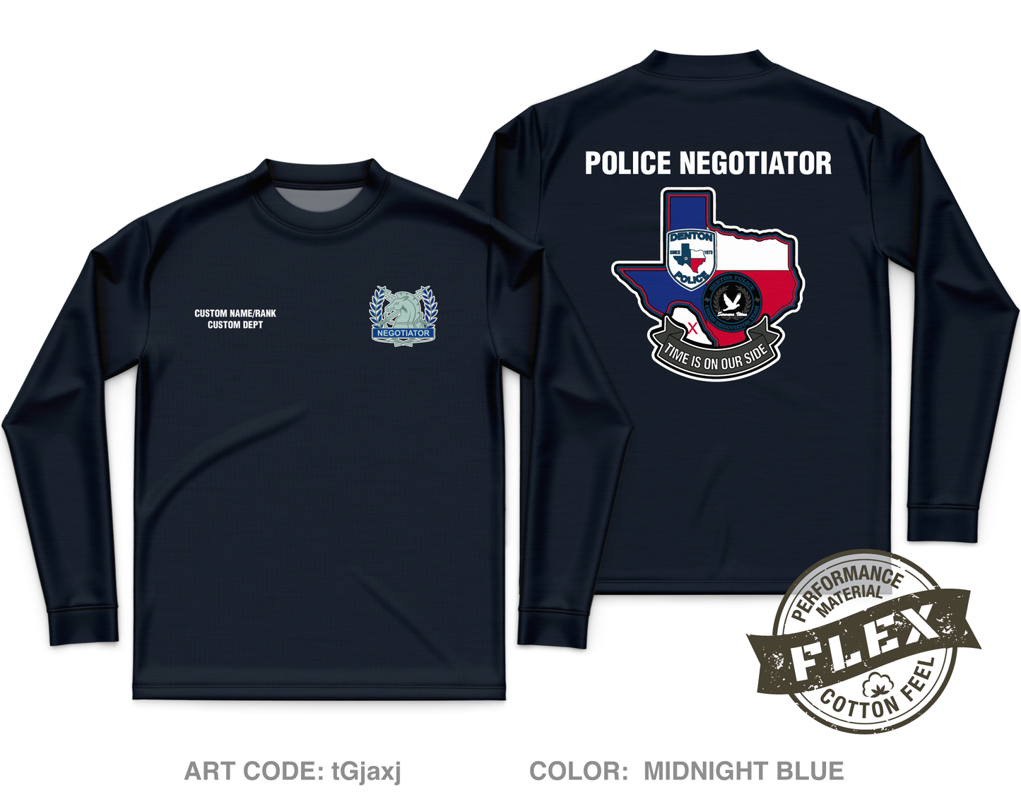 CUSTOM Denton Police Department Crisis Negotiation Team Core Men's LS Flex Performance Tee - tGjaxj