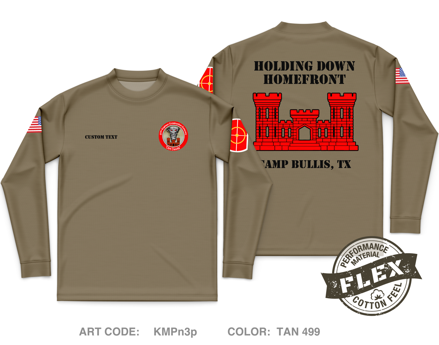 CUSTOM 277th ECC Rear Detachment Fundraising Collection Core Men's LS Flex Performance Tee - KMPn3p