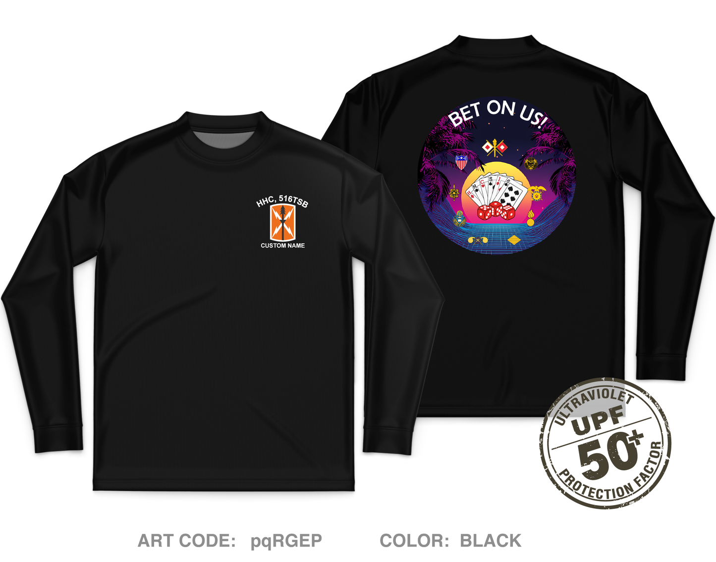 CUSTOM HHC, 516th Theater Signal Brigade Core Men's UPF 50+ Performance LS Tee - pqRGEP