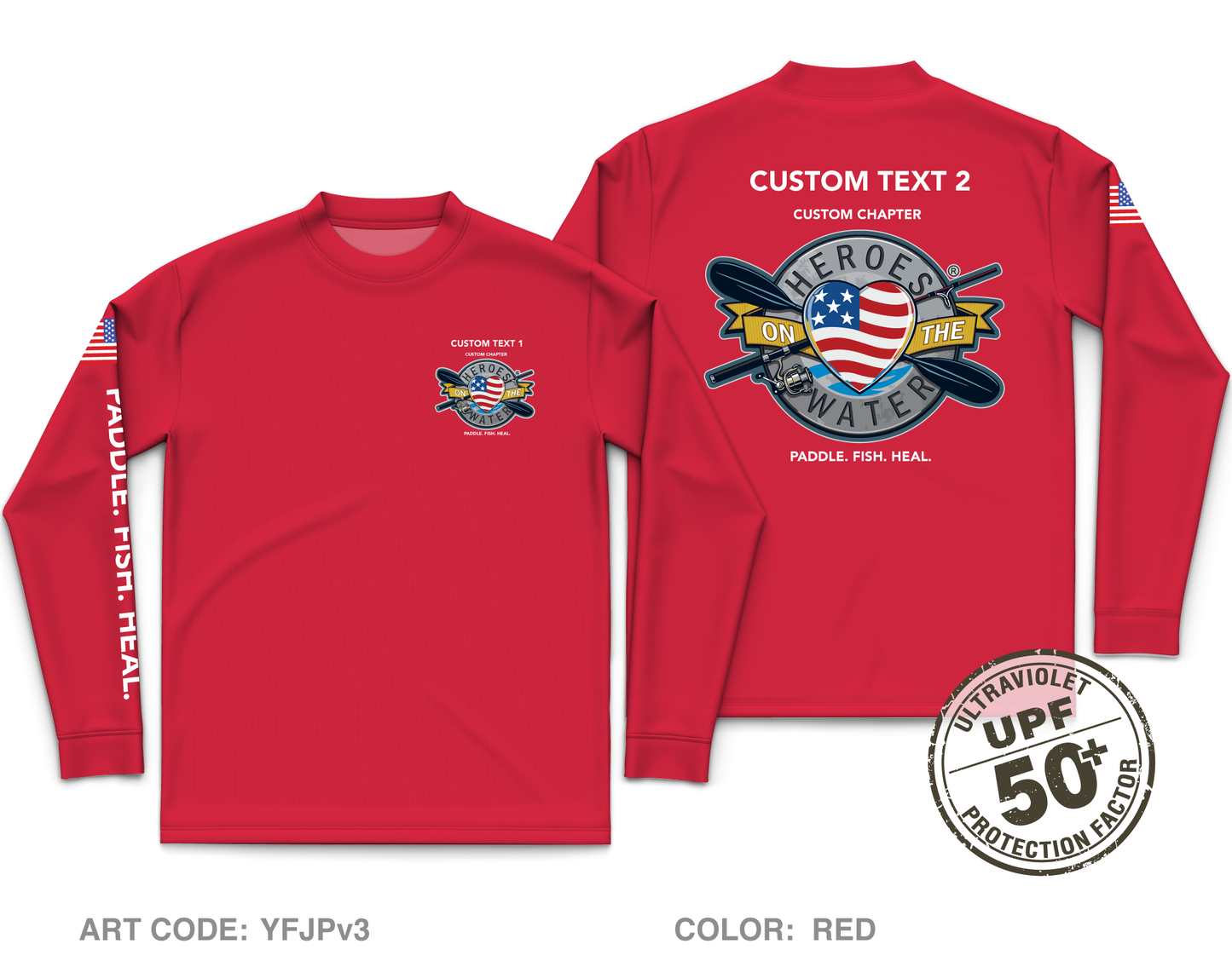 CUSTOM Heroes on the Water National Core Men's UPF 50+ Performance LS Tee