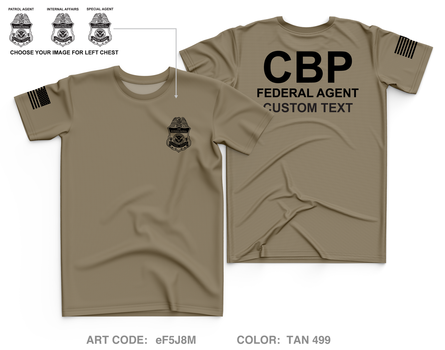 CUSTOM US Customs & Border Protection Core Men's SS Performance Tee - eF5J8M