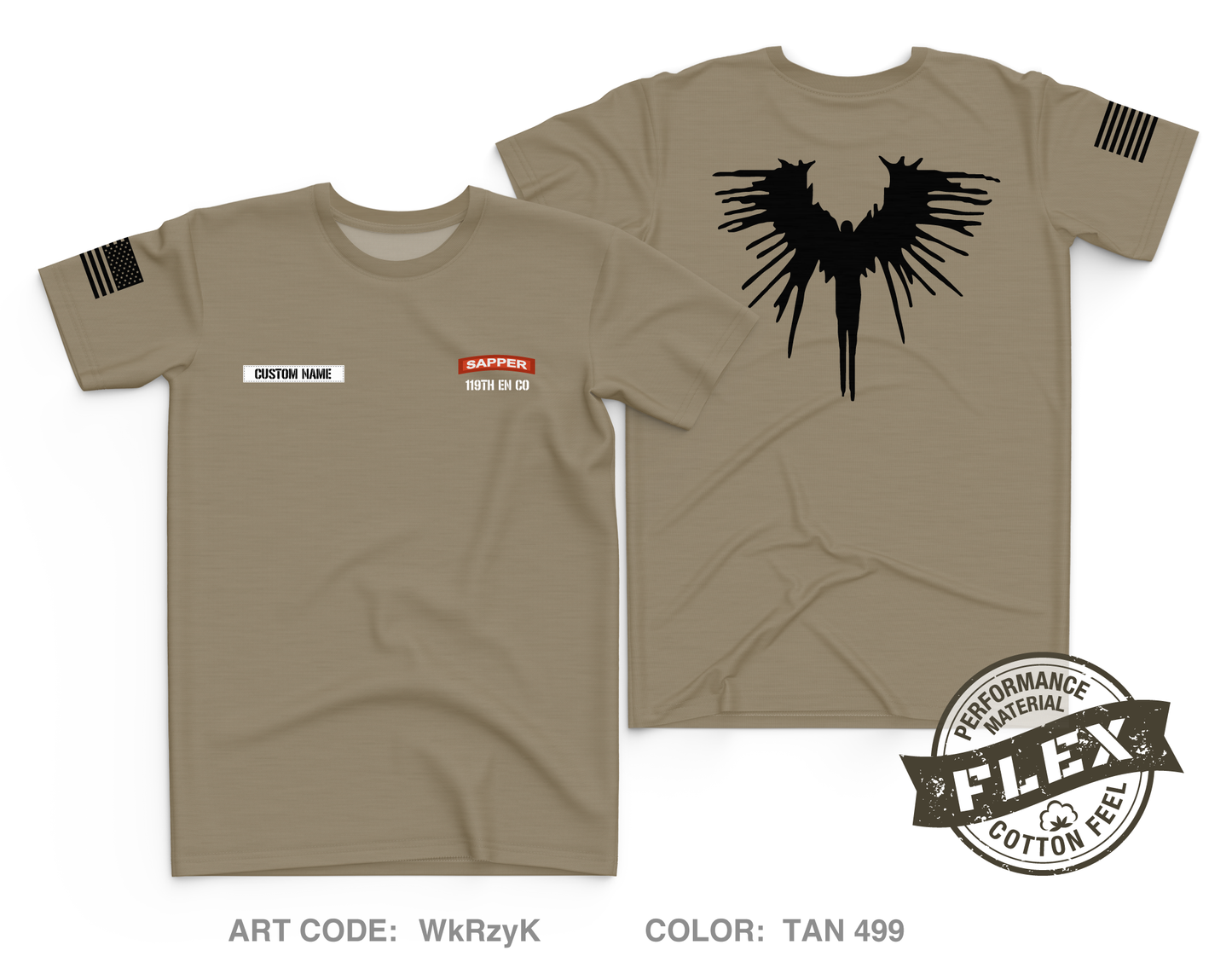 CUSTOM 119 Engineer Company (SAPPER) Fundraising Collection Core Men's SS Flex Performance Tee - WkRzyK