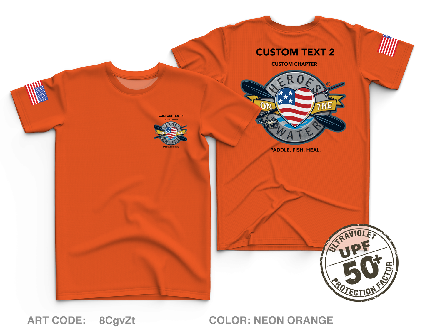 CUSTOM Heroes on the Water National Core Men's UPF 50+ Performance SS Tee - Neon