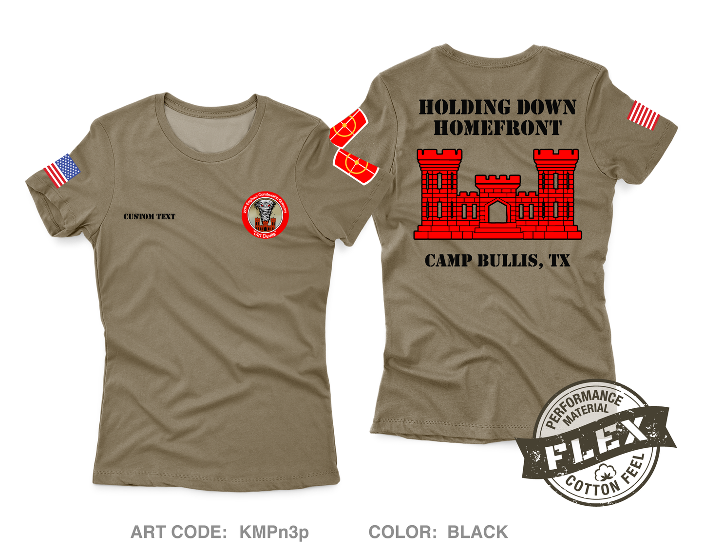 CUSTOM 277th ECC Rear Detachment Fundraising Collection Core Women's SS Flex Performance Tee - KMPn3p