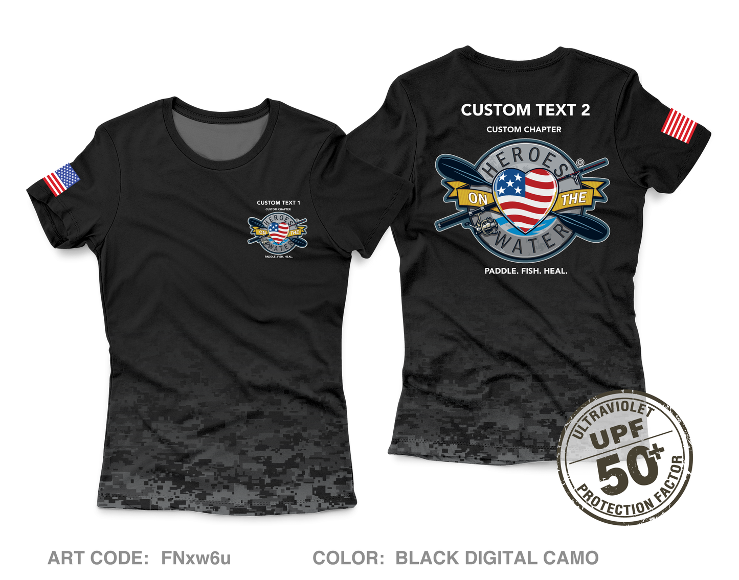 CUSTOM Heroes on the Water National Core Women's UPF 50+ Performance SS Tee - xDDwnN