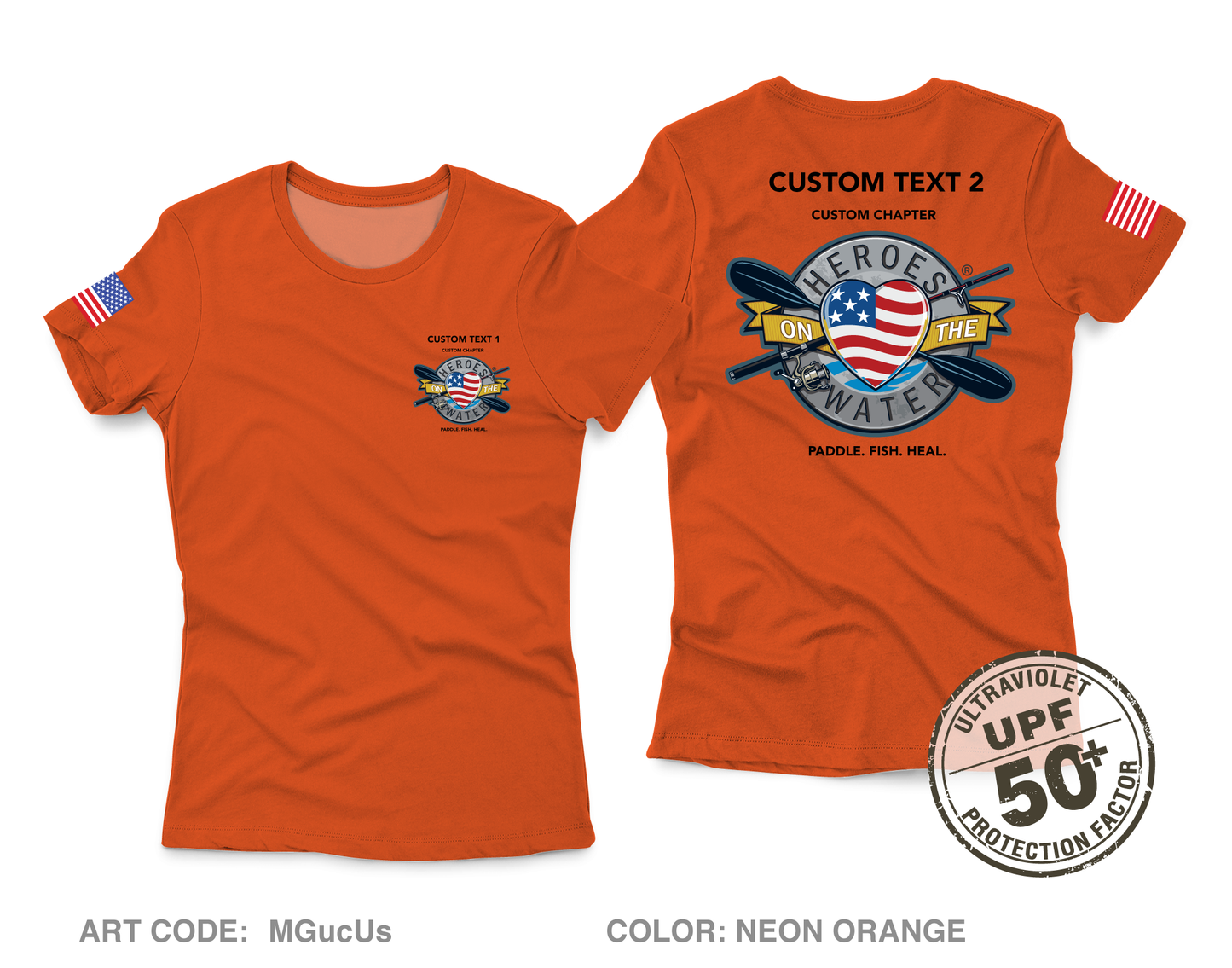 CUSTOM Heroes on the Water National Core Women's UPF 50+ Performance SS Tee - Neon