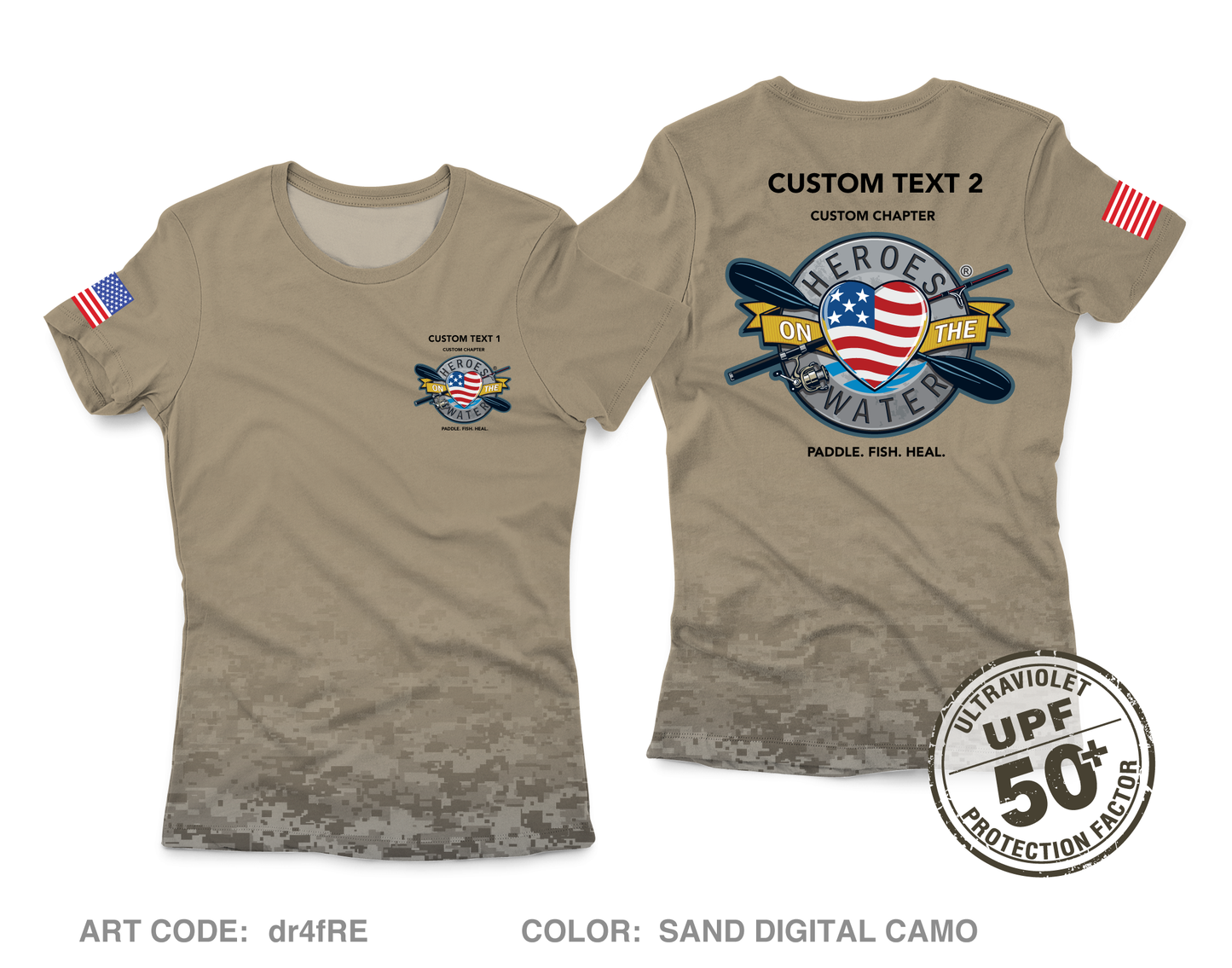 CUSTOM Heroes on the Water National Core Women's UPF 50+ Performance SS Tee - Digital Camo