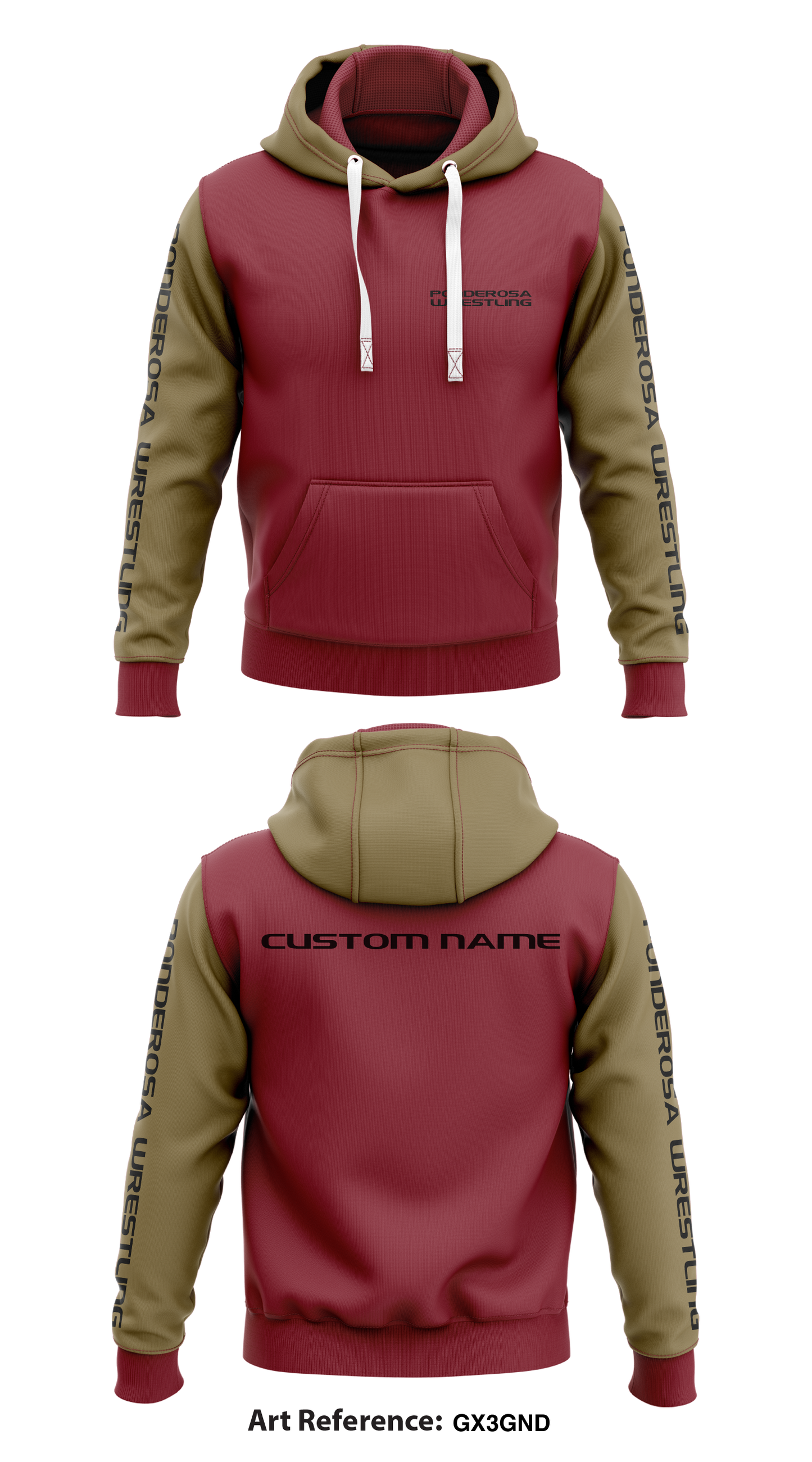 CUSTOM Ponderosa High School Boys Wrestling Team Core Men's Hooded Performance Sweatshirt - Gx3gnD