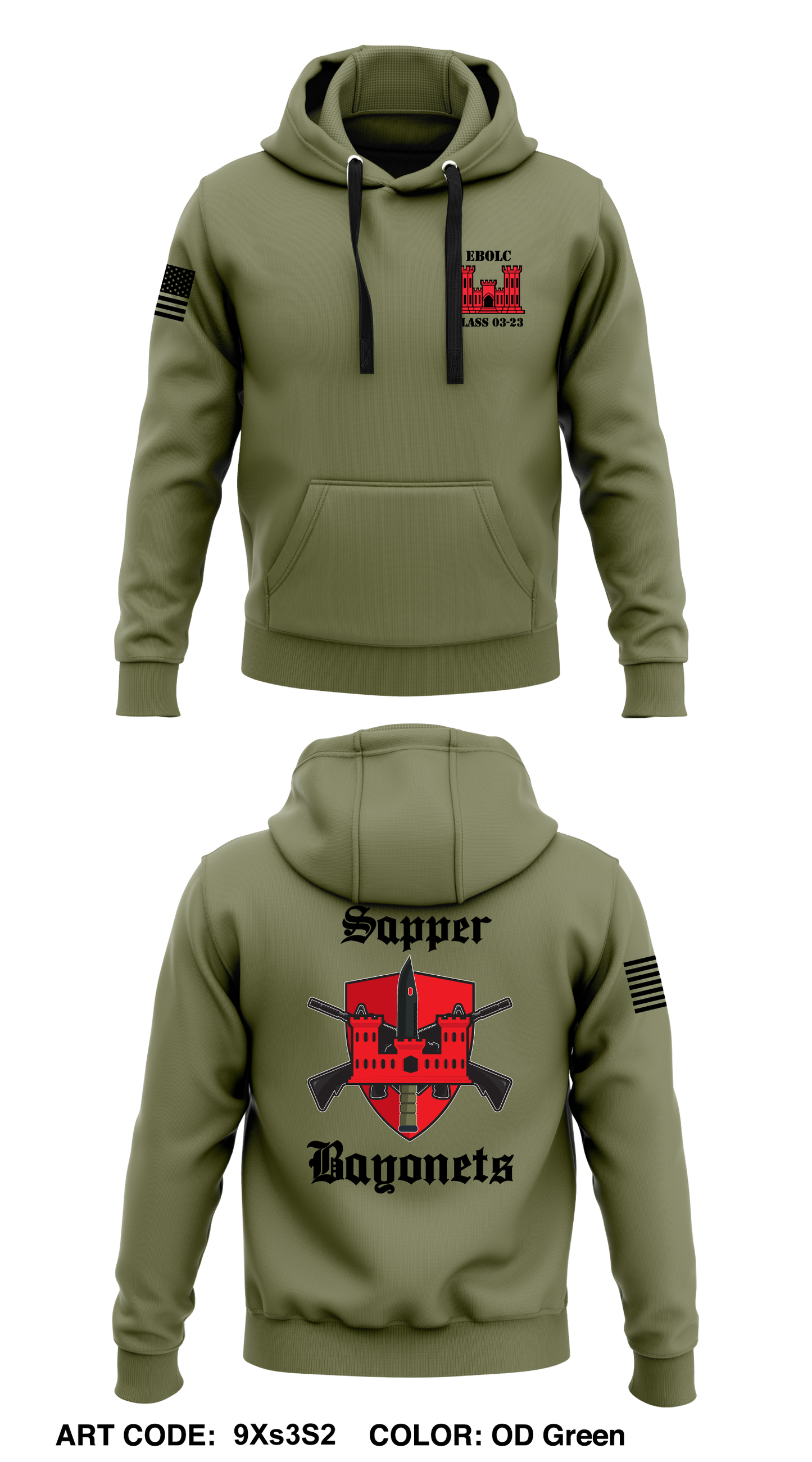 Class 3-23, B Co, 554 EN BN Core Men's Hooded Performance Sweatshirt - 9Xs3S2