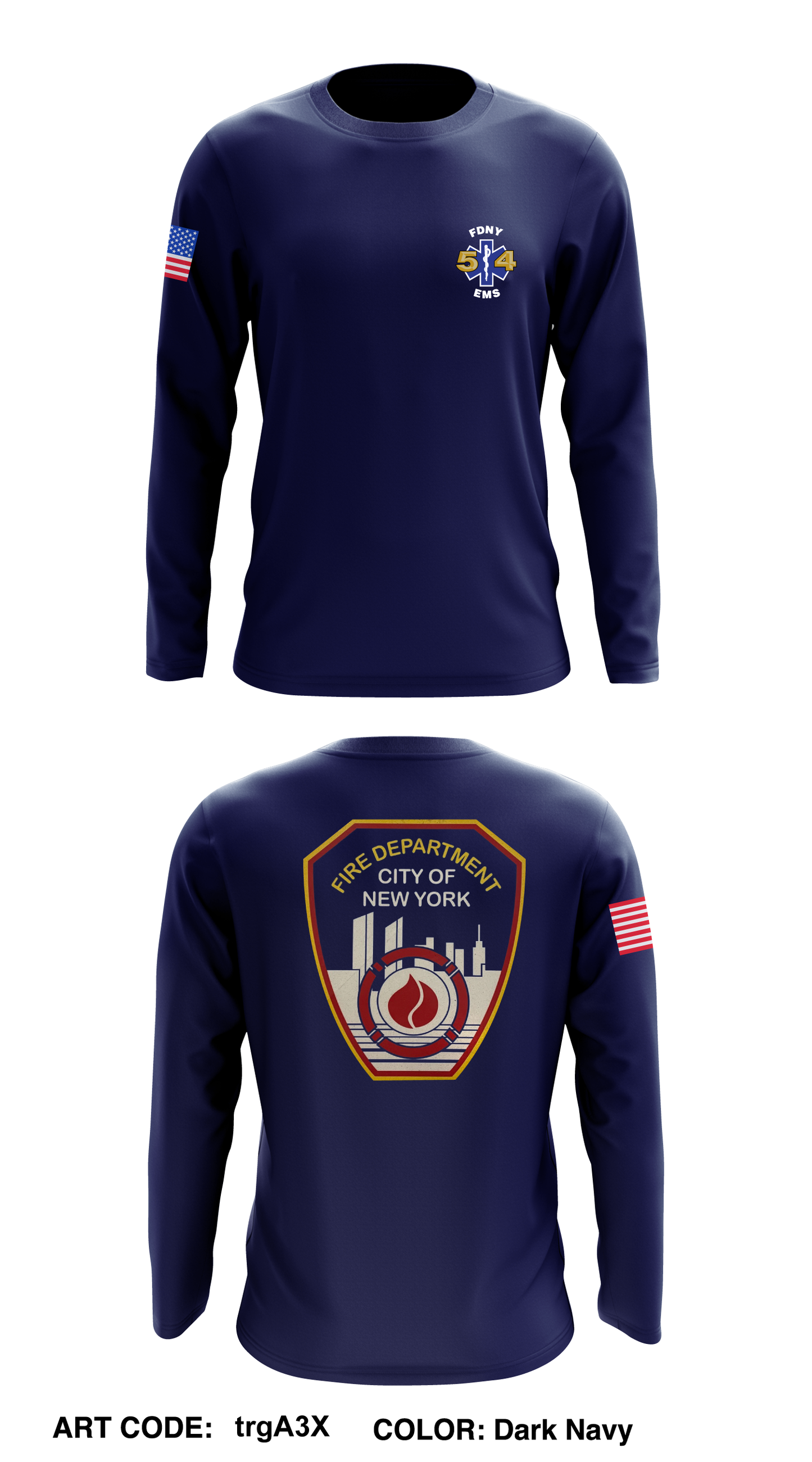 FDNY EMS Core Men's LS Performance Tee - trgA3X