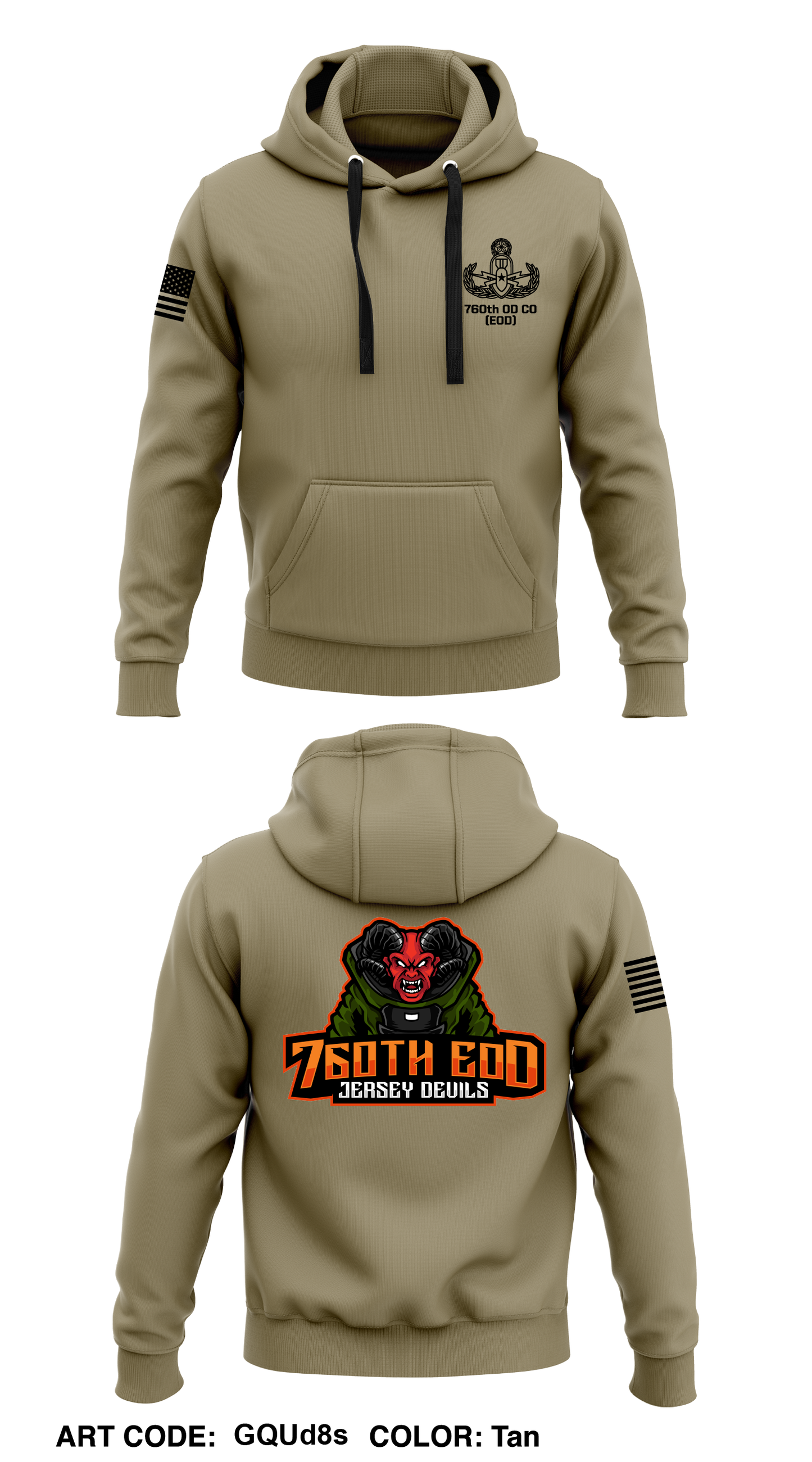 76TH EOD Core Men's Hooded Performance Sweatshirt - GQUd8s