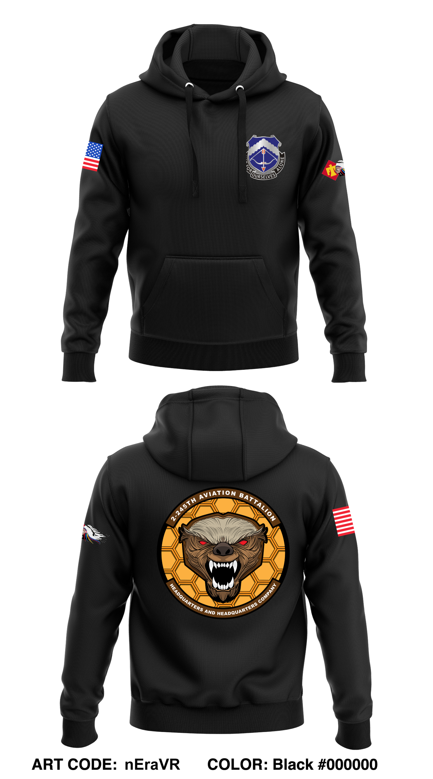 HHC 2-245th AVN Core Men's Hooded Performance Sweatshirt - nEraVR